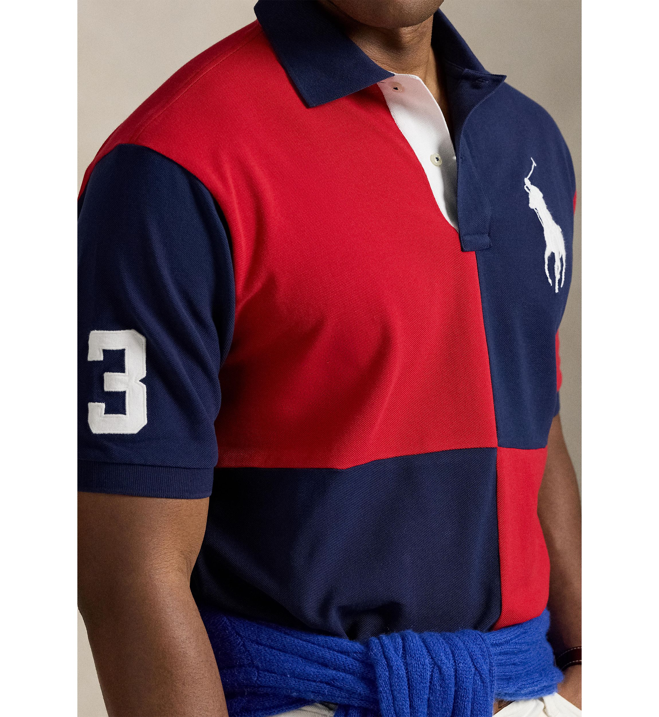 Big & Tall Big Pony Color Blocked Mesh Polo Shirt