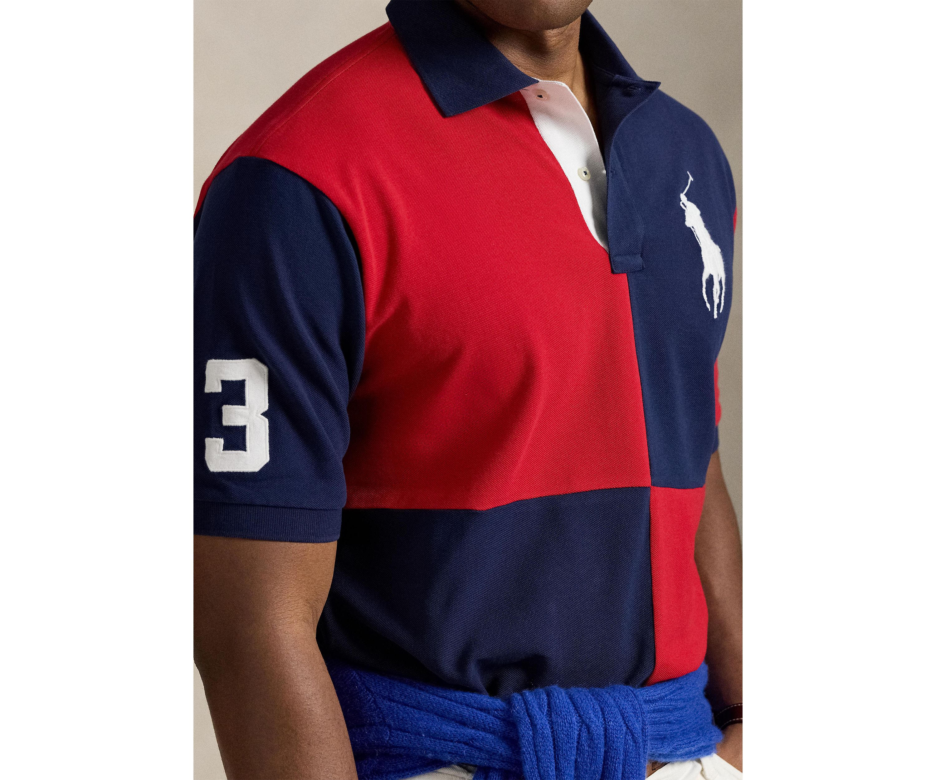 Big & Tall Big Pony Color Blocked Mesh Polo Shirt