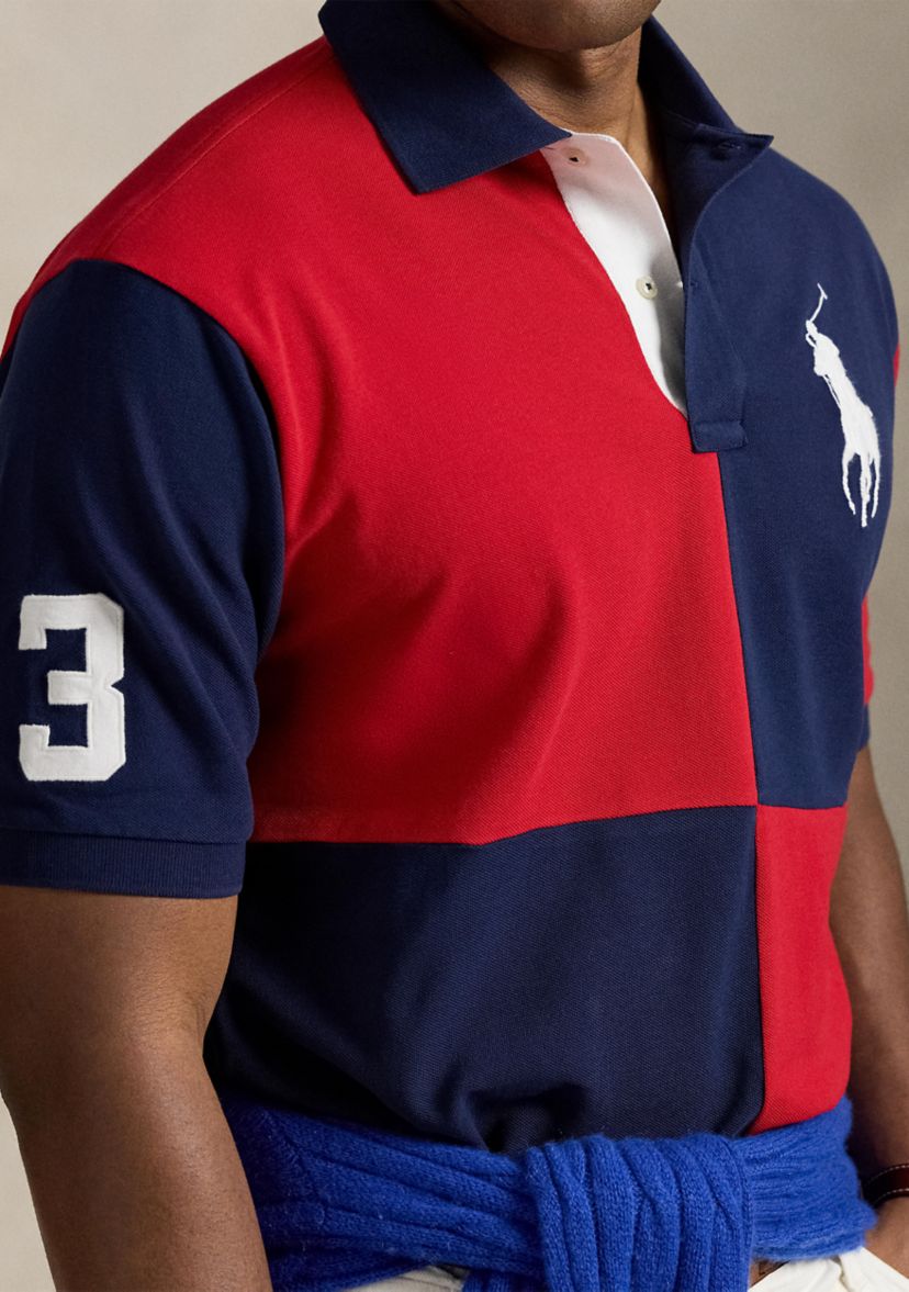 Big & Tall Big Pony Color Blocked Mesh Polo Shirt
