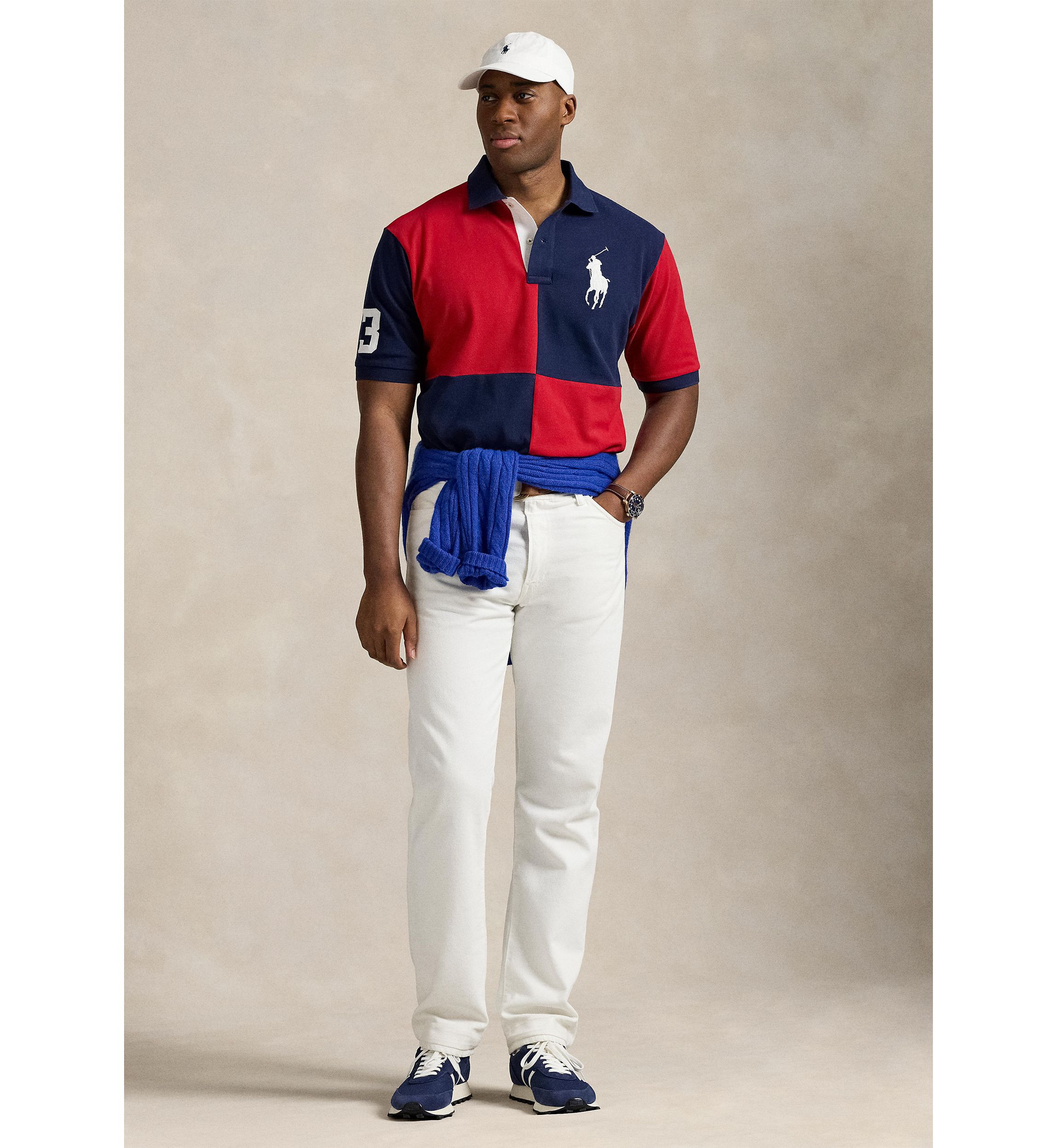 Big & Tall Big Pony Color Blocked Mesh Polo Shirt