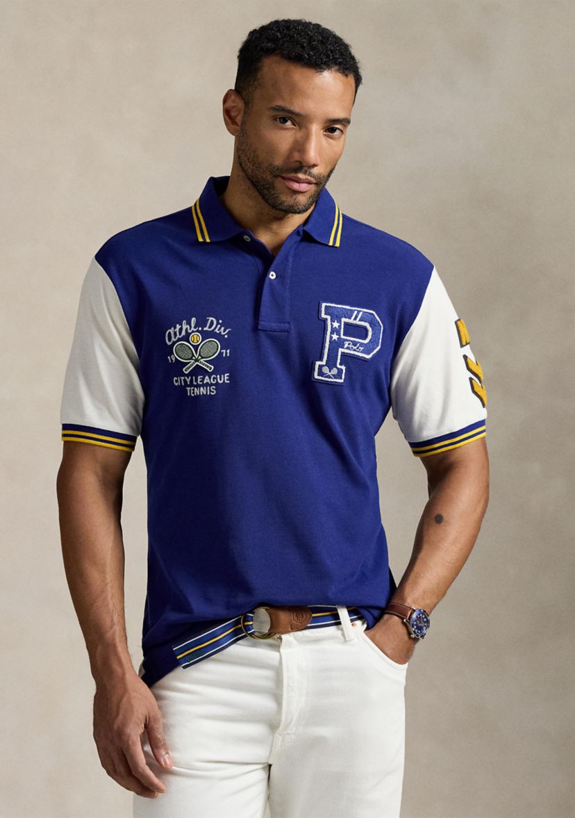 Big & Tall Varsity-Inspired Mesh Polo Shirt