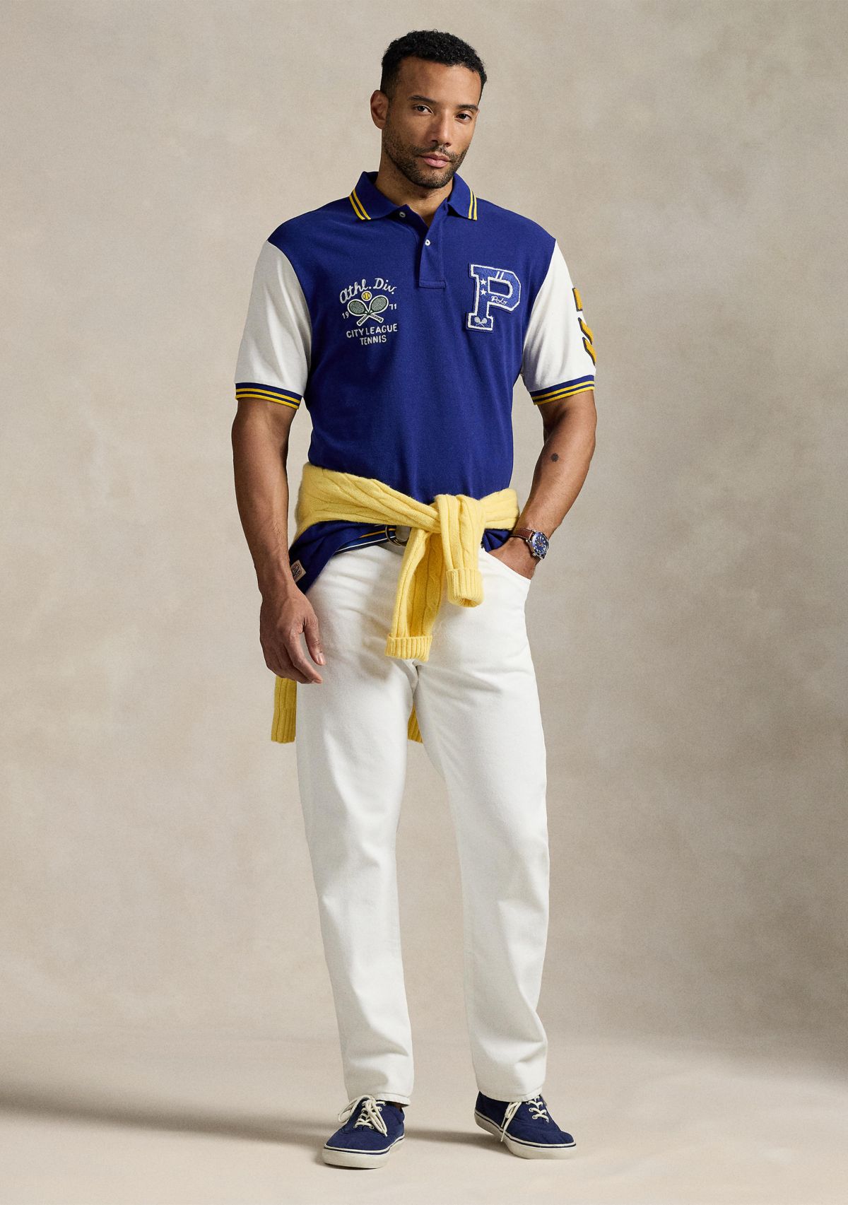 Big & Tall Varsity-Inspired Mesh Polo Shirt