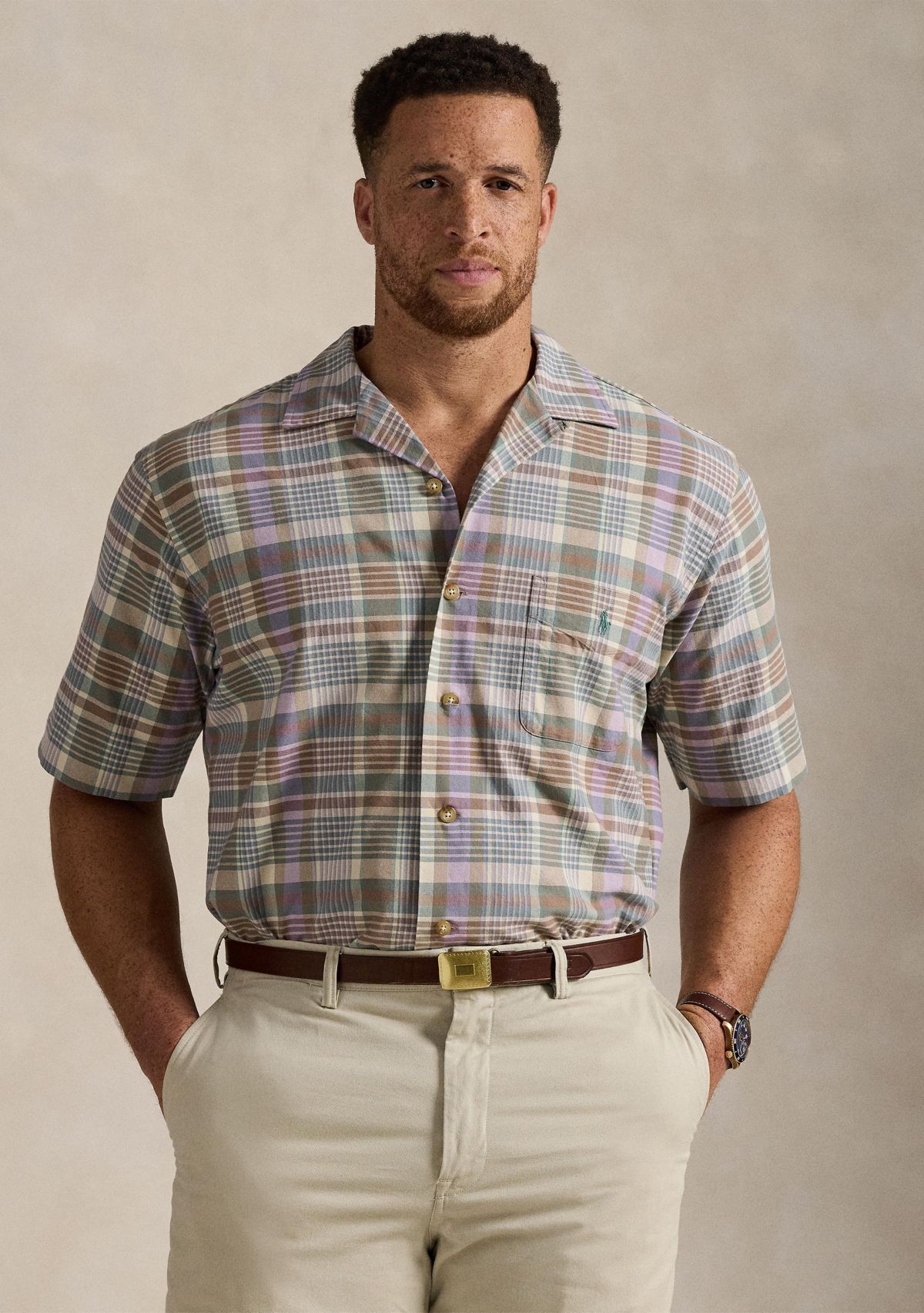 Big & Tall Plaid Oxford Camp Shirt