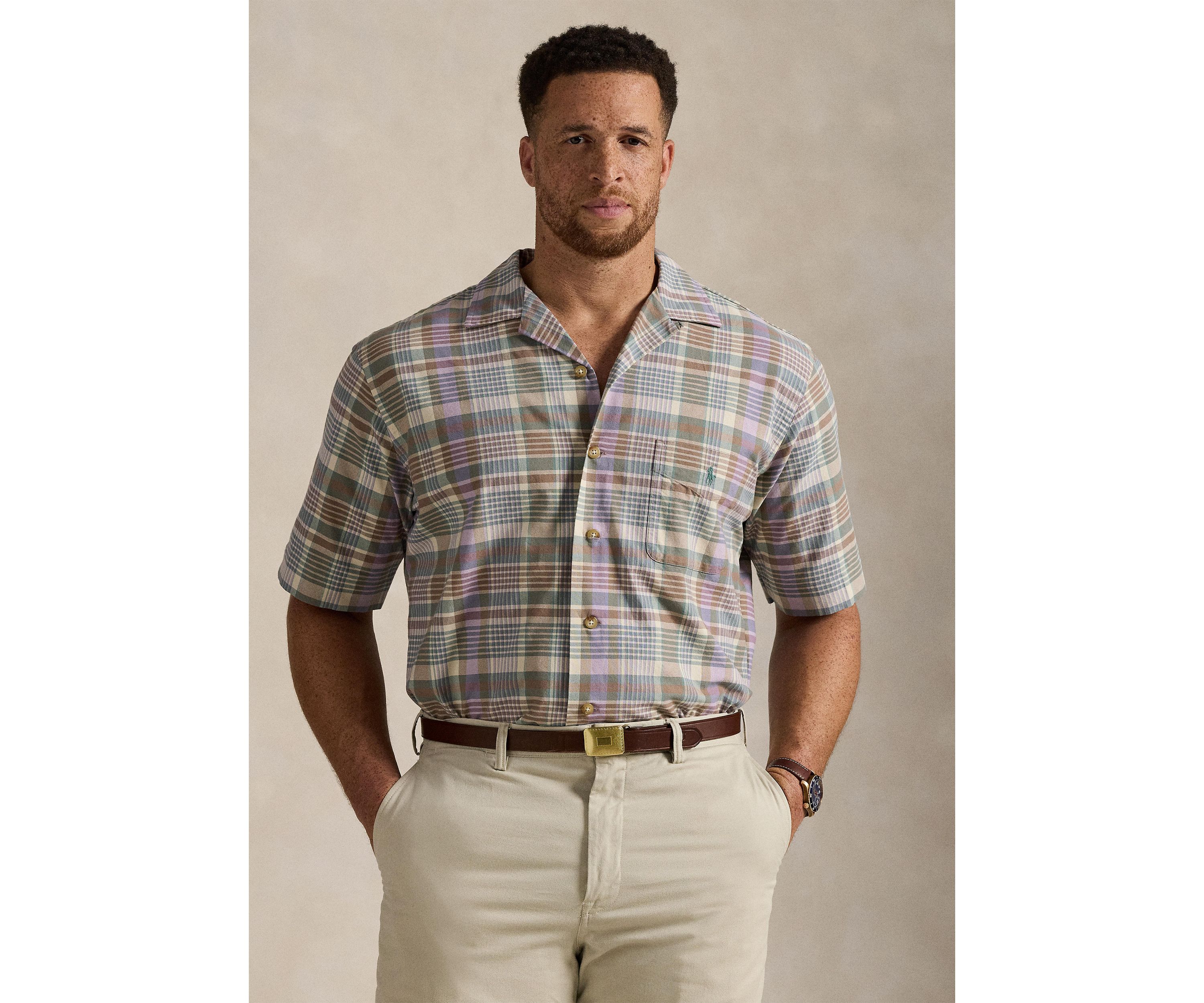 Big & Tall Plaid Oxford Camp Shirt