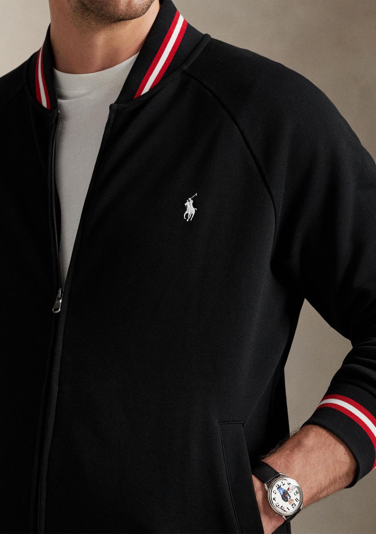 Big & Tall Double-Knit Mesh Bomber Jacket