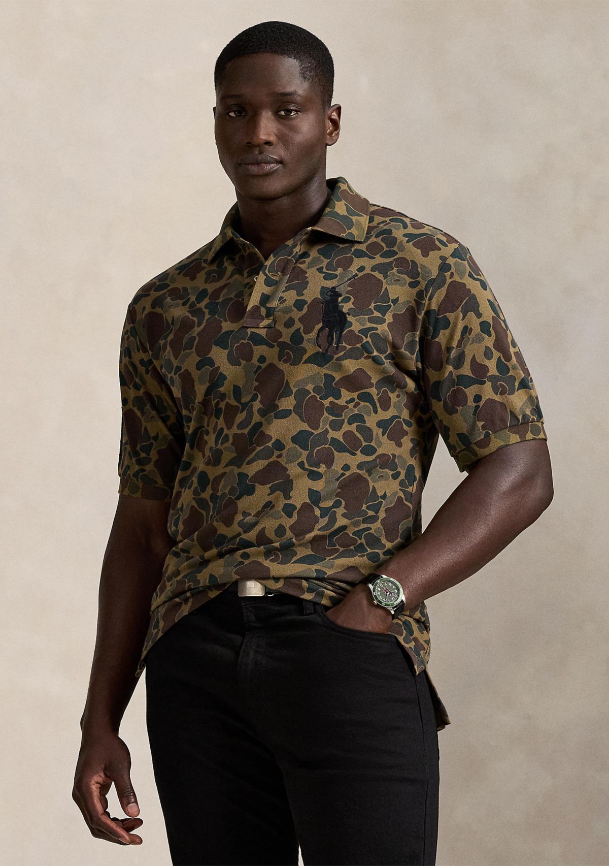 Big & Tall Big Pony Camo-Print Mesh Polo Shirt