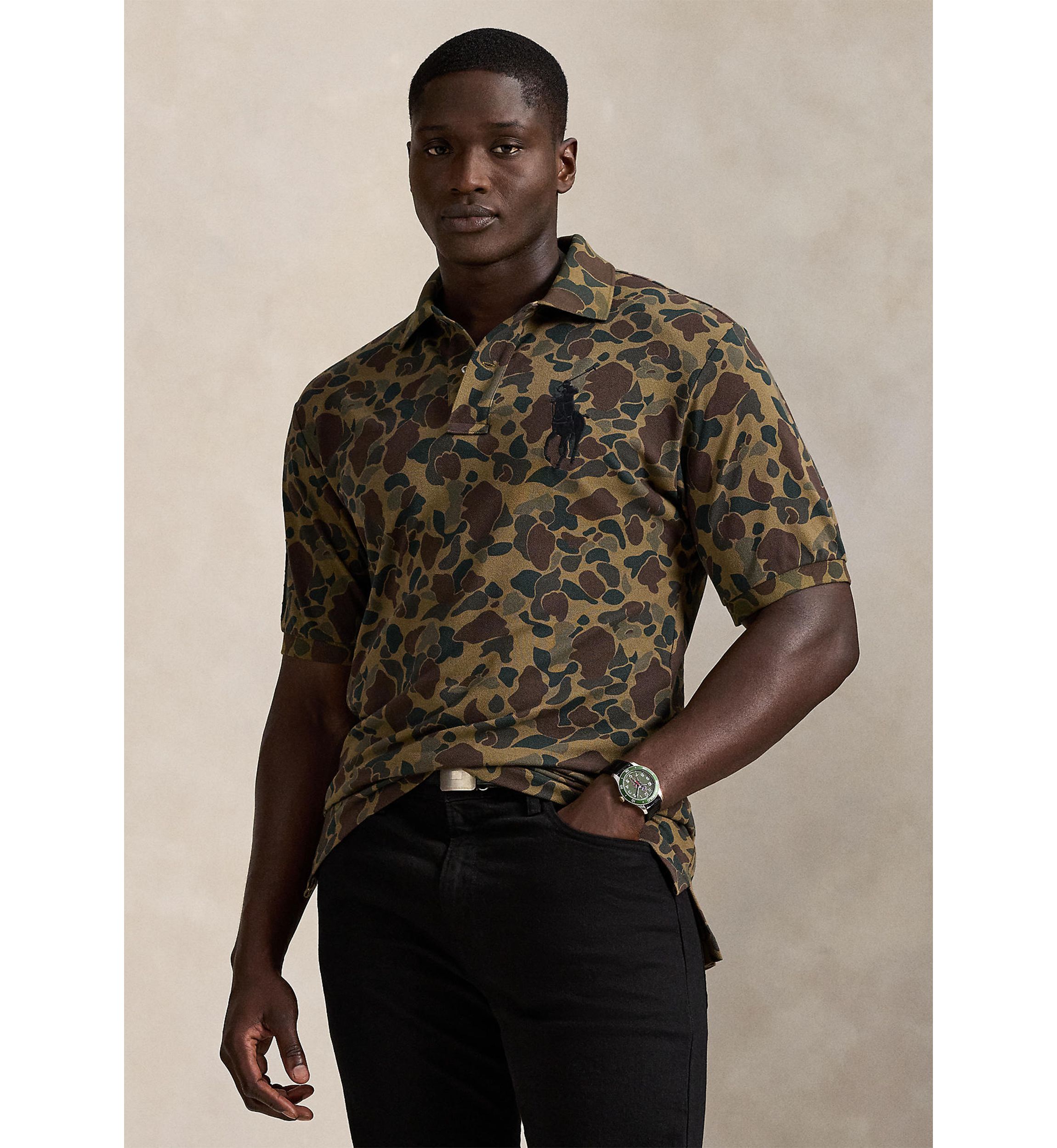 Big & Tall Big Pony Camo-Print Mesh Polo Shirt