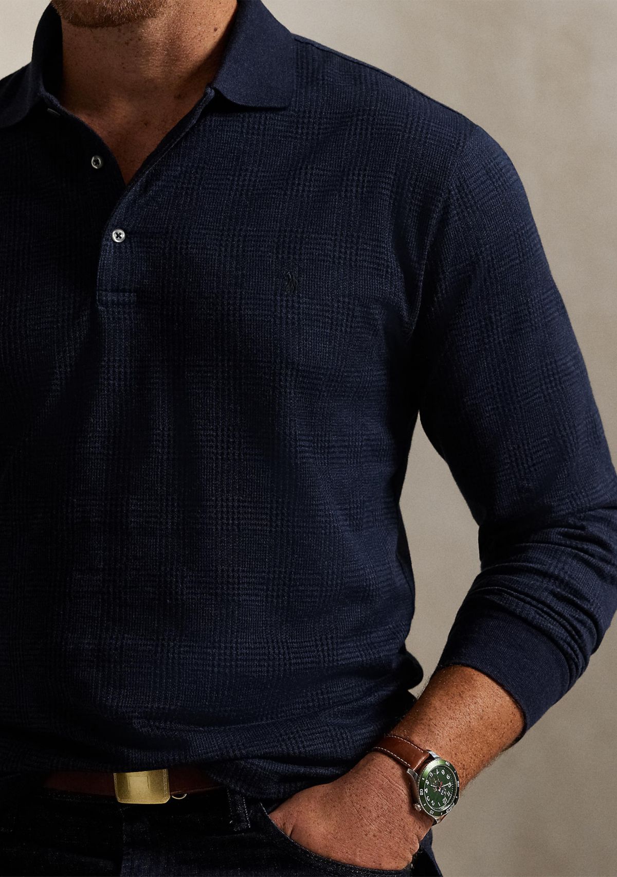 Big & Tall Glen Plaid Jersey Polo Shirt