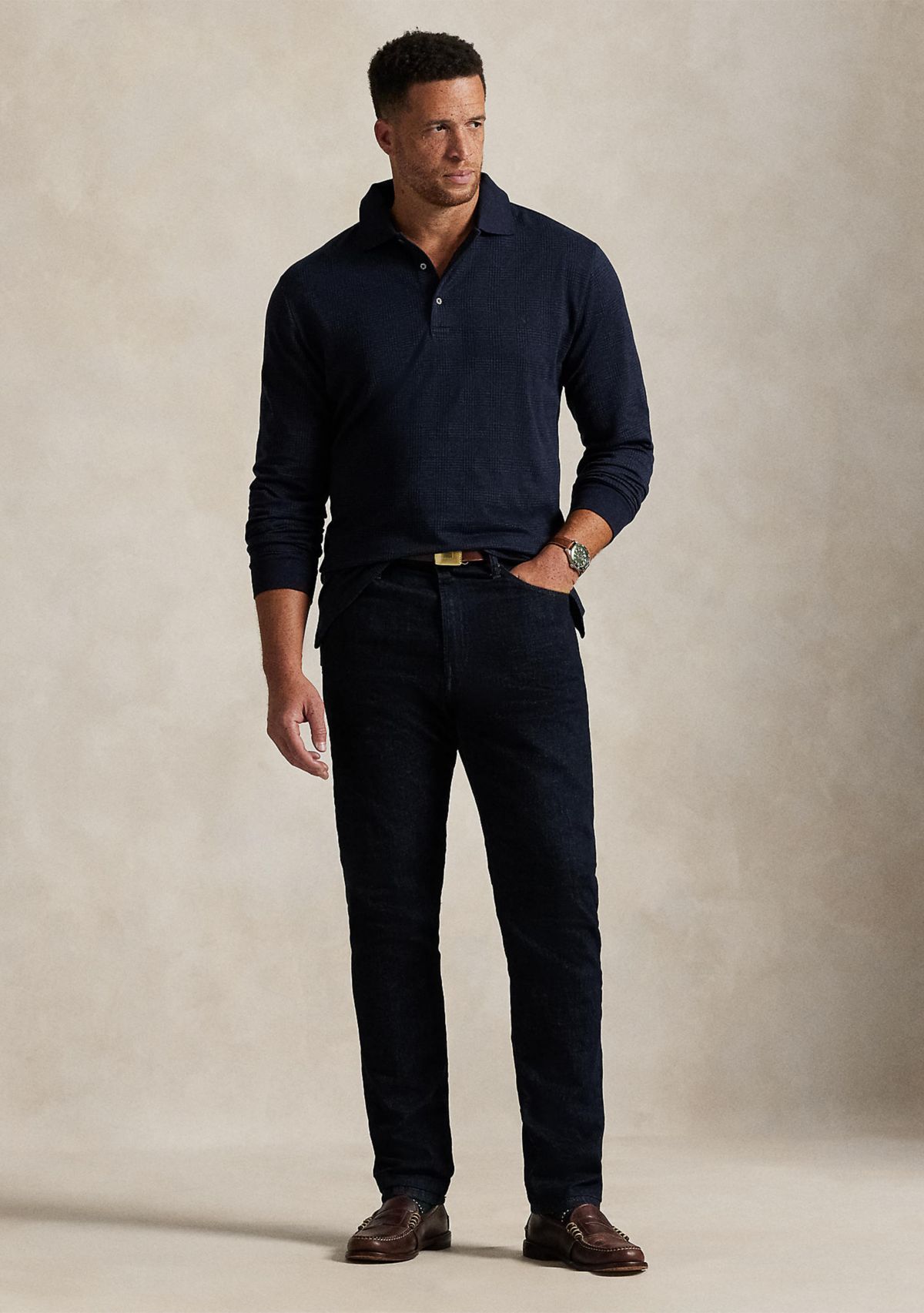 Big & Tall Glen Plaid Jersey Polo Shirt