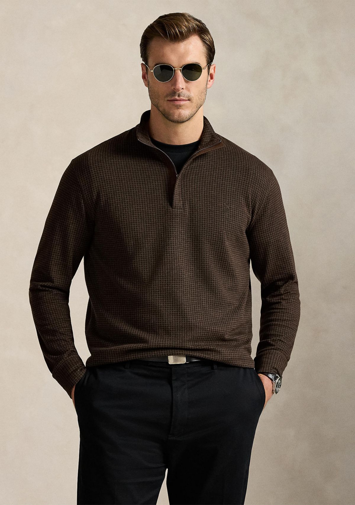 Big & Tall Houndstooth Luxury Jersey Pullover