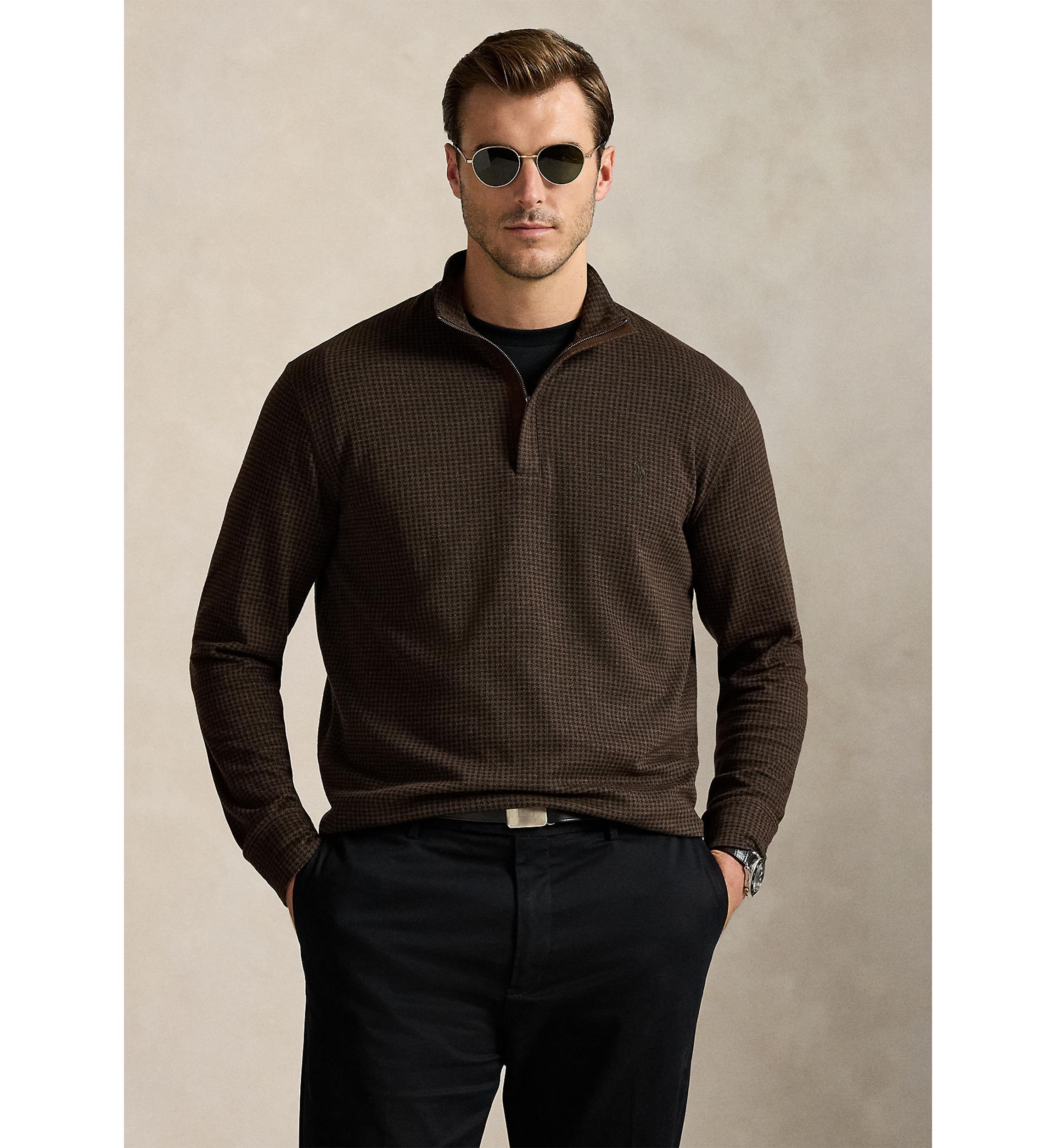 Big & Tall Houndstooth Luxury Jersey Pullover