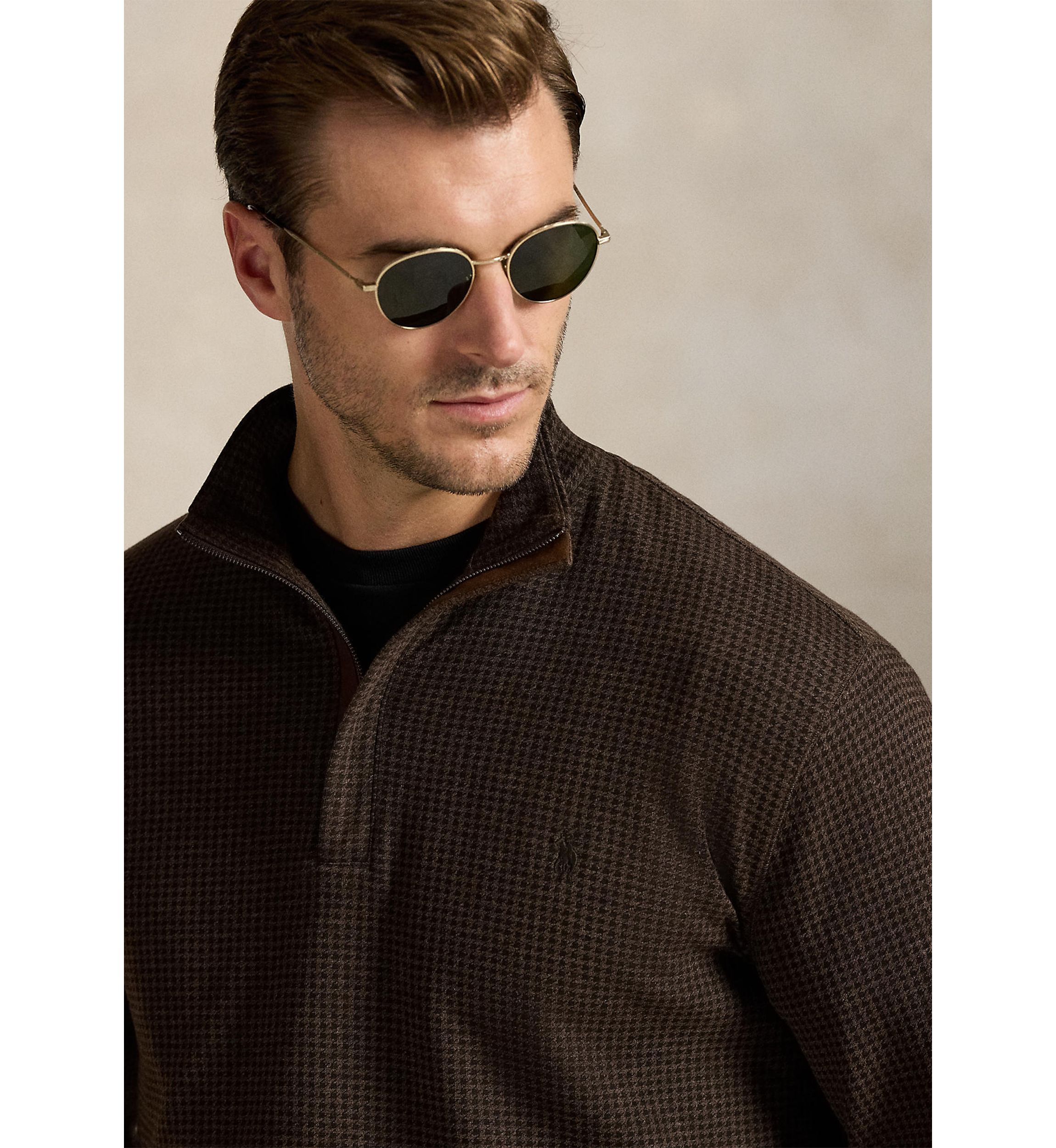 Big & Tall Houndstooth Luxury Jersey Pullover