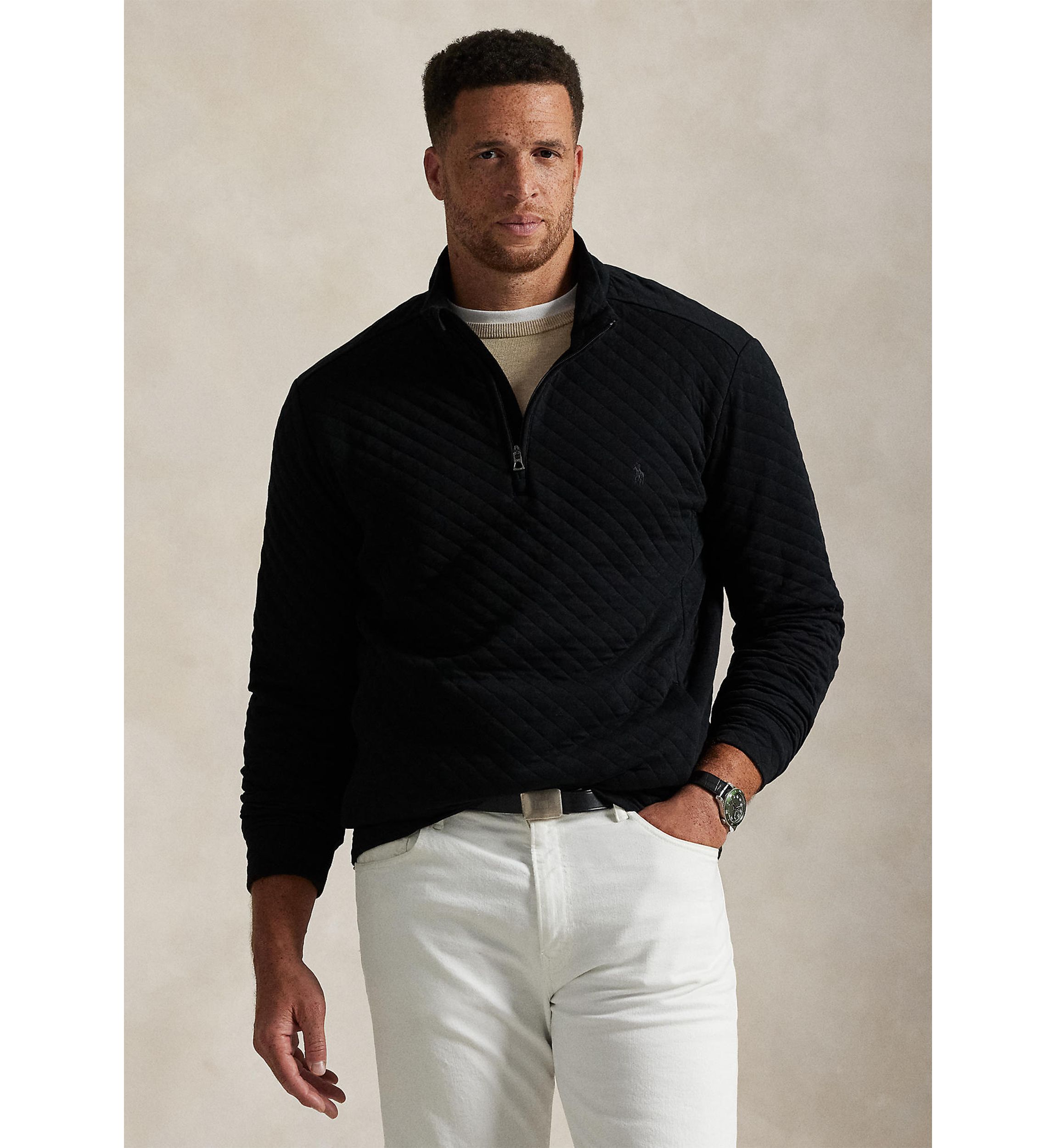 Big & Tall Quilted Double-Knit Jersey Pullover