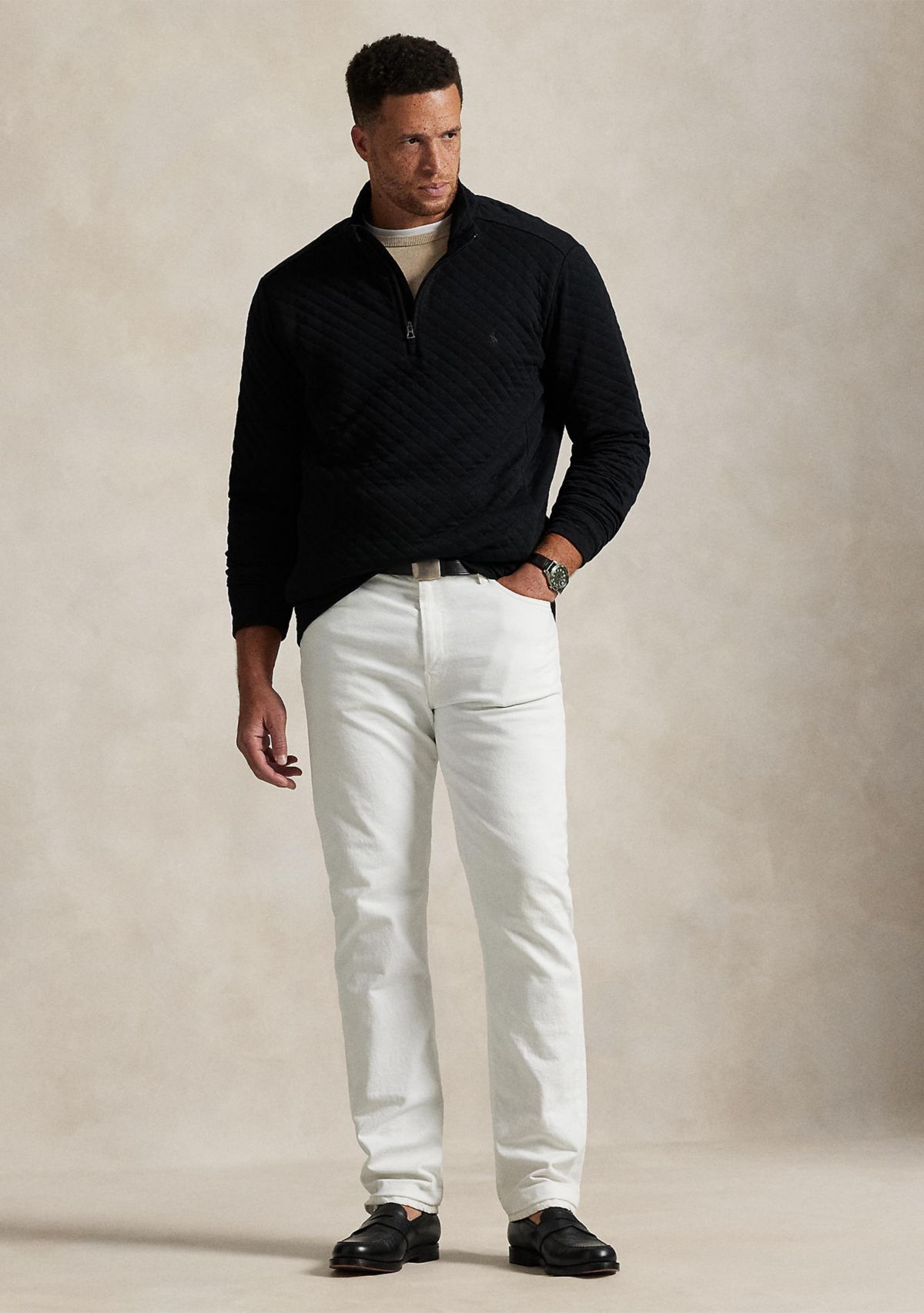 Big & Tall Quilted Double-Knit Jersey Pullover