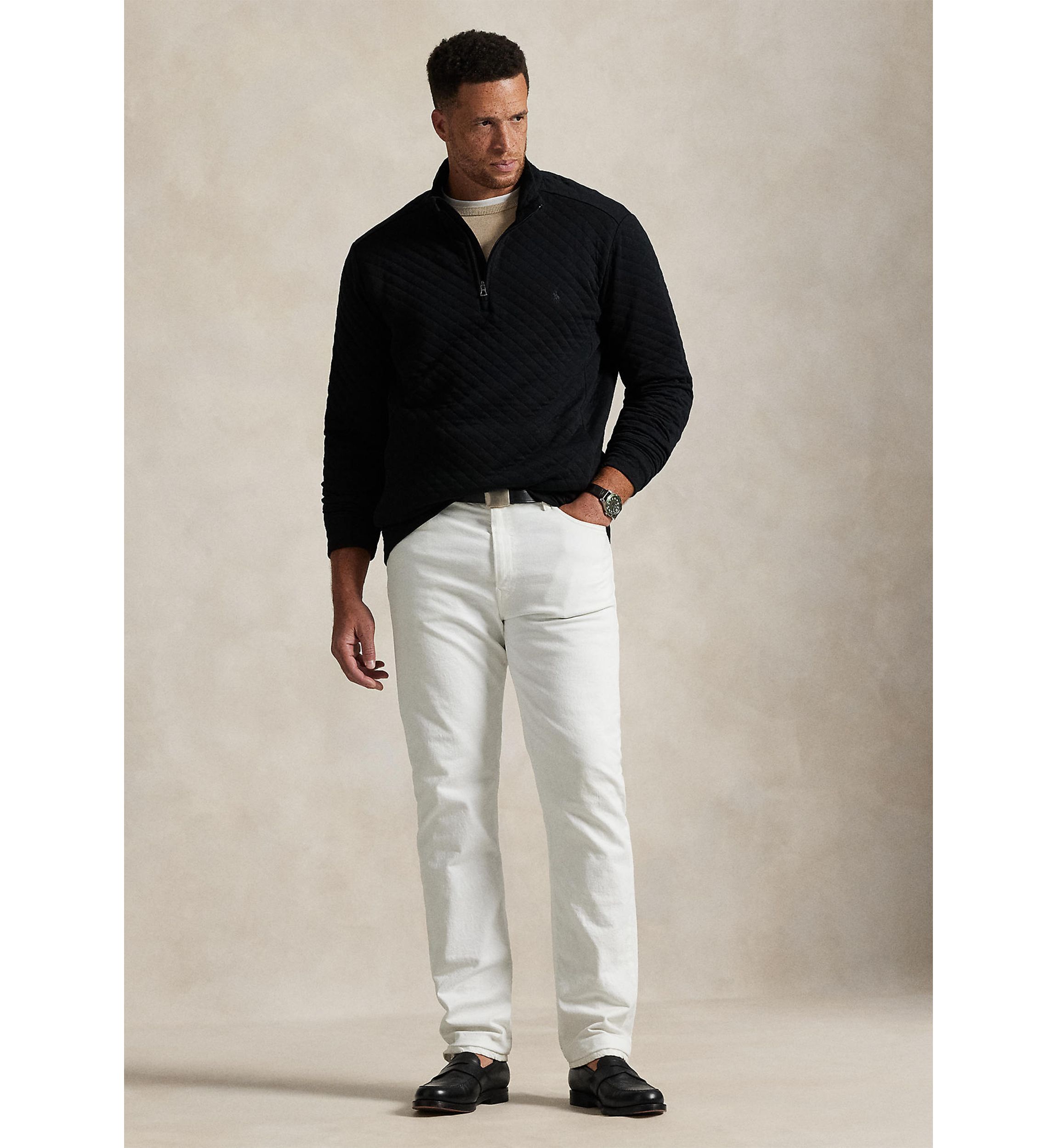 Big & Tall Quilted Double-Knit Jersey Pullover