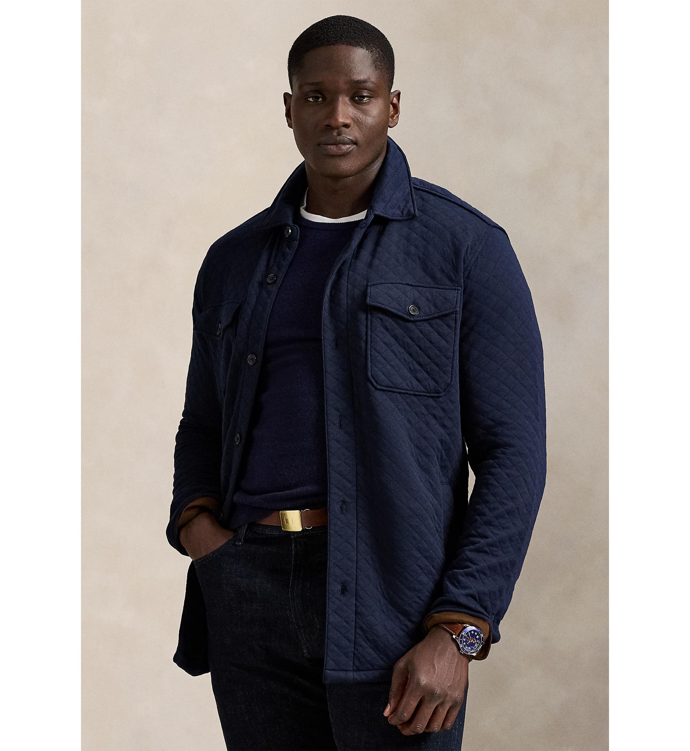 Big & Tall Quilted Double-Knit Jersey Shirt Jacket
