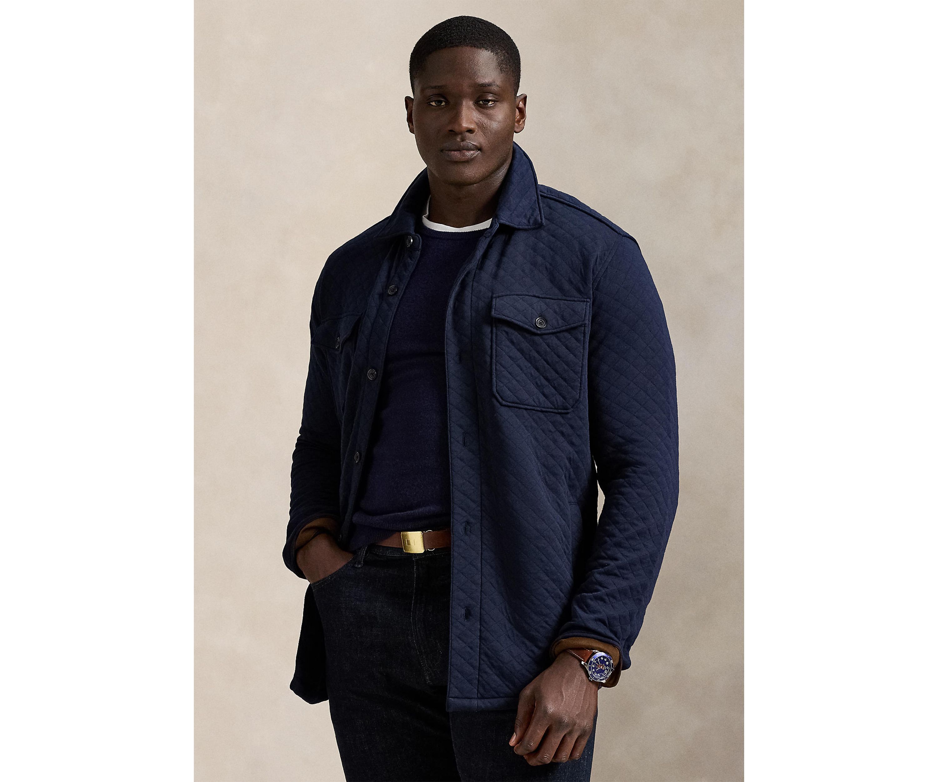 Big & Tall Quilted Double-Knit Jersey Shirt Jacket