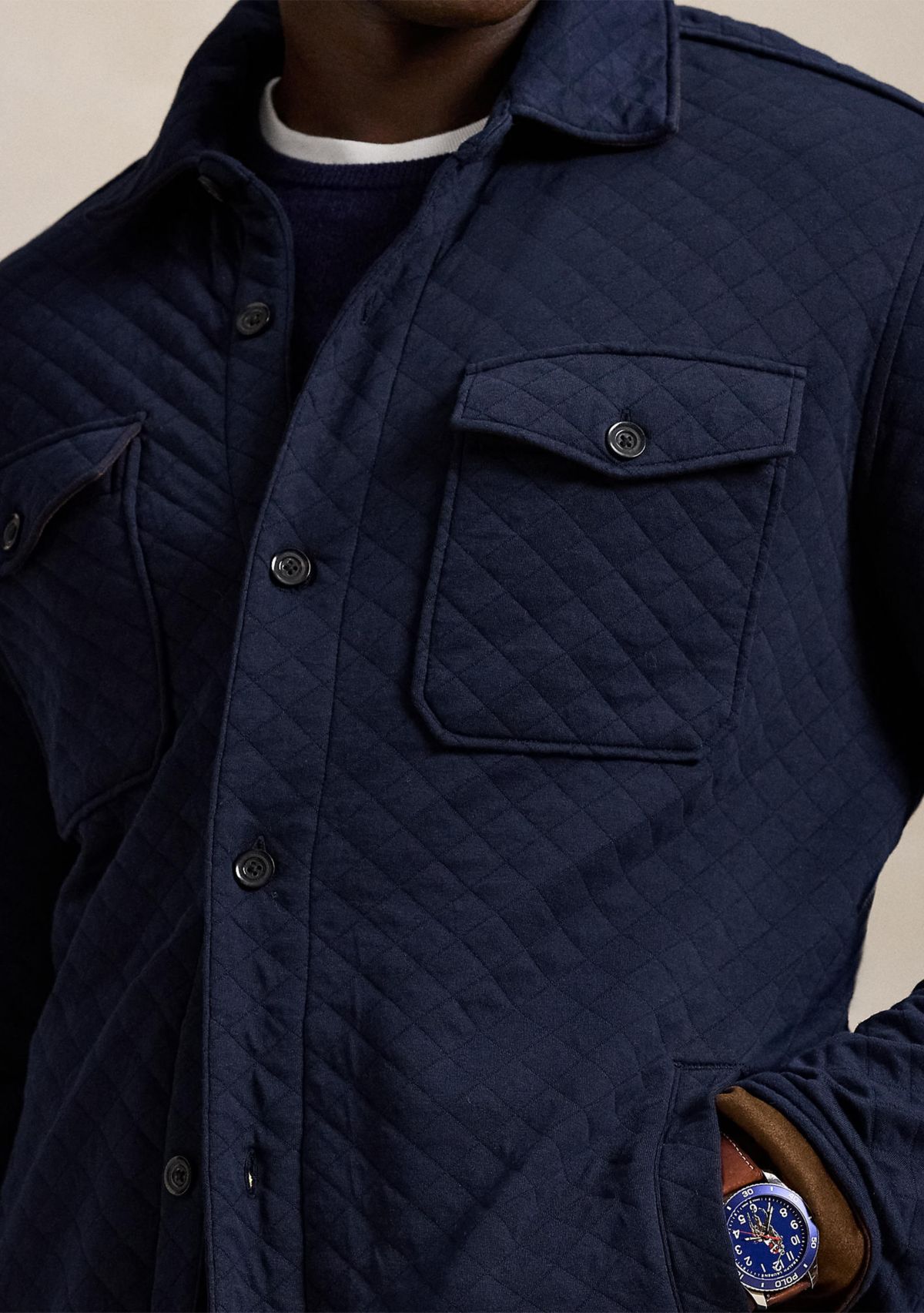 Big & Tall Quilted Double-Knit Jersey Shirt Jacket