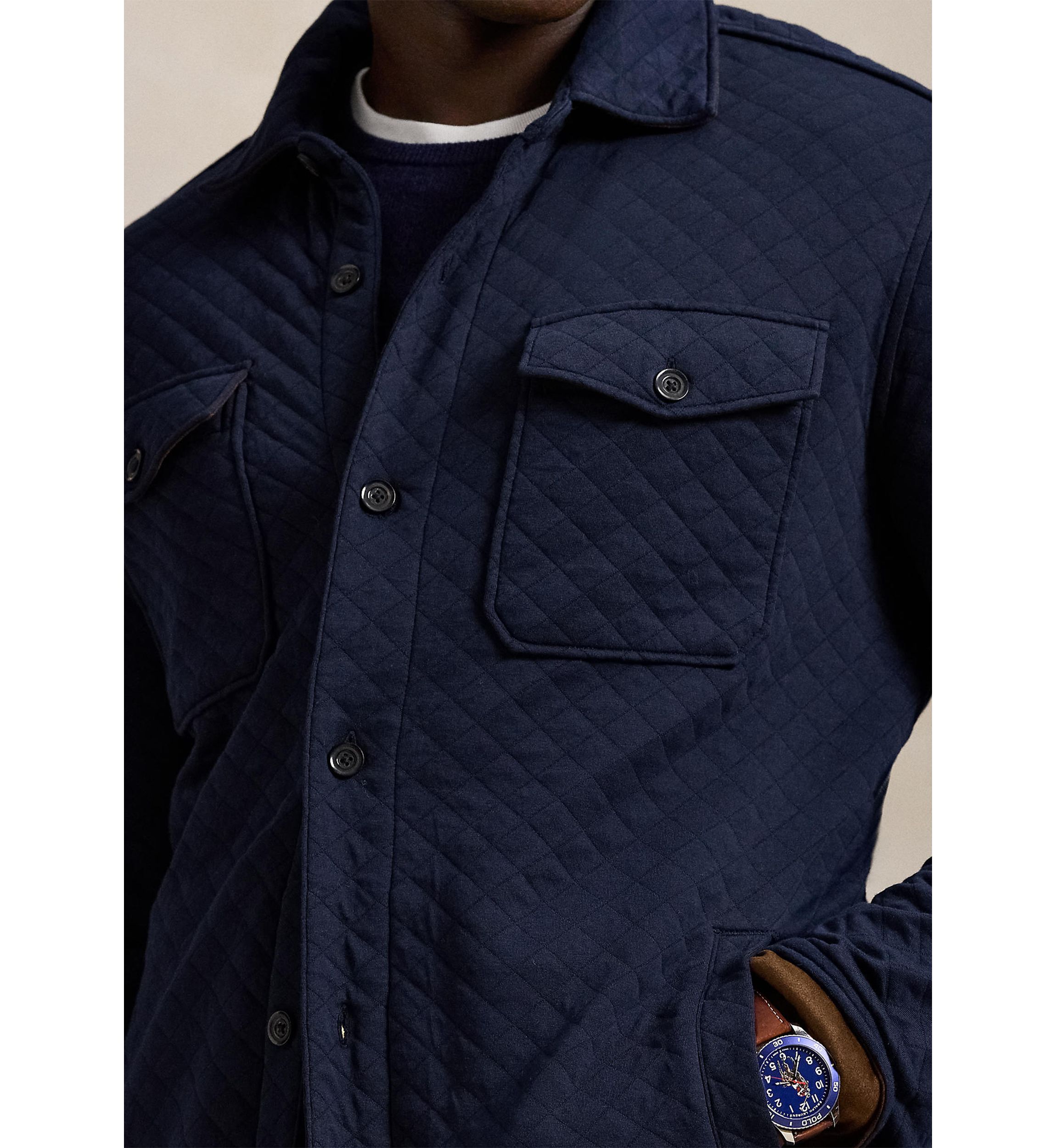 Big & Tall Quilted Double-Knit Jersey Shirt Jacket