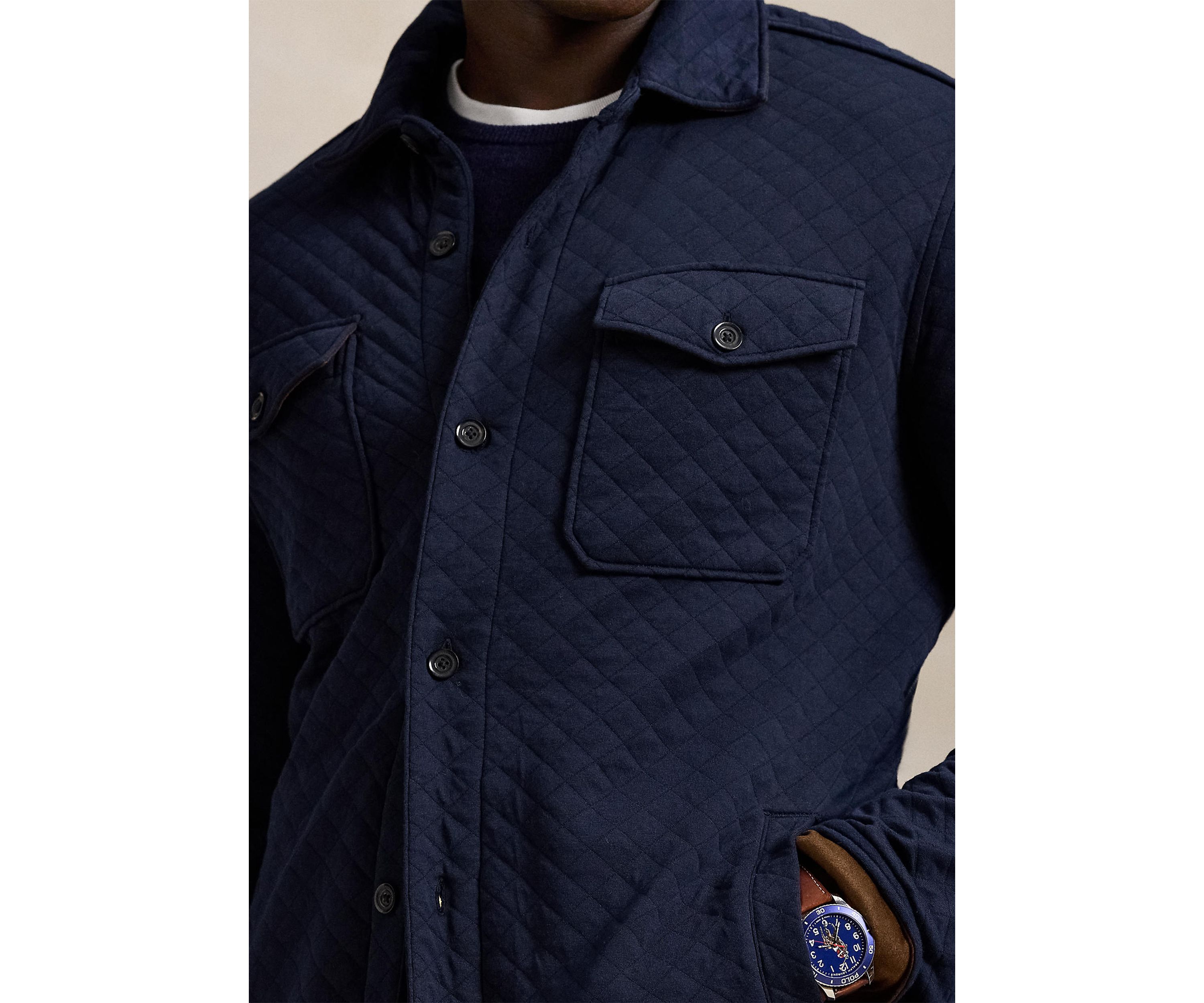 Big & Tall Quilted Double-Knit Jersey Shirt Jacket