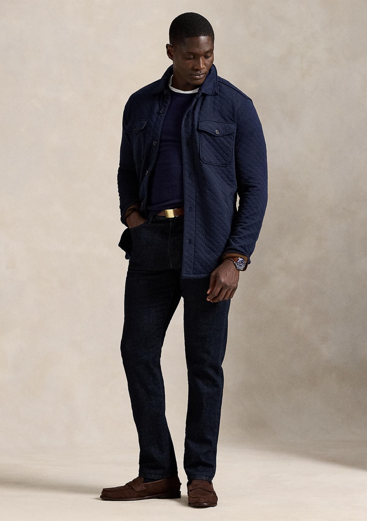 Big & Tall Quilted Double-Knit Jersey Shirt Jacket