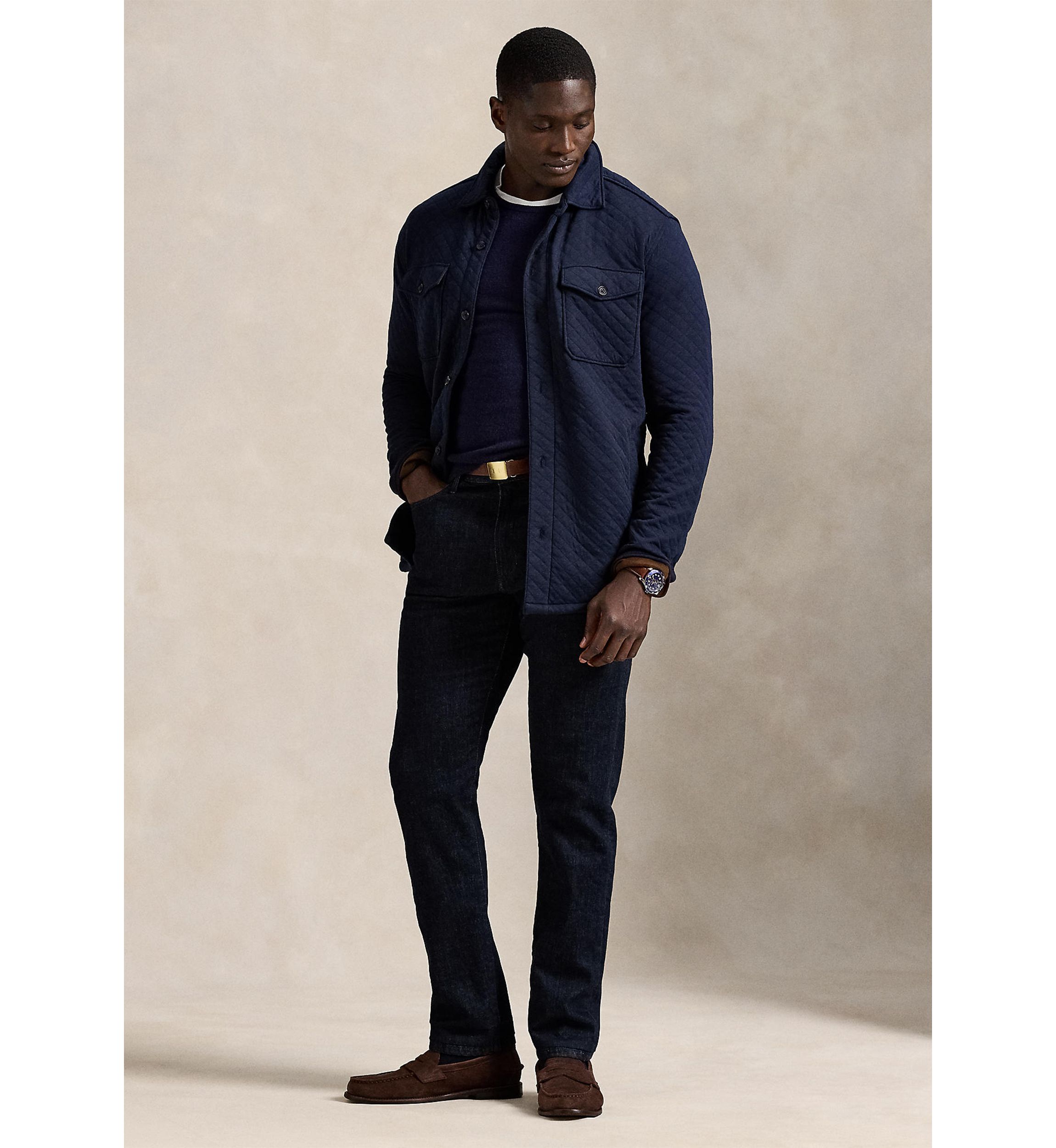 Big & Tall Quilted Double-Knit Jersey Shirt Jacket