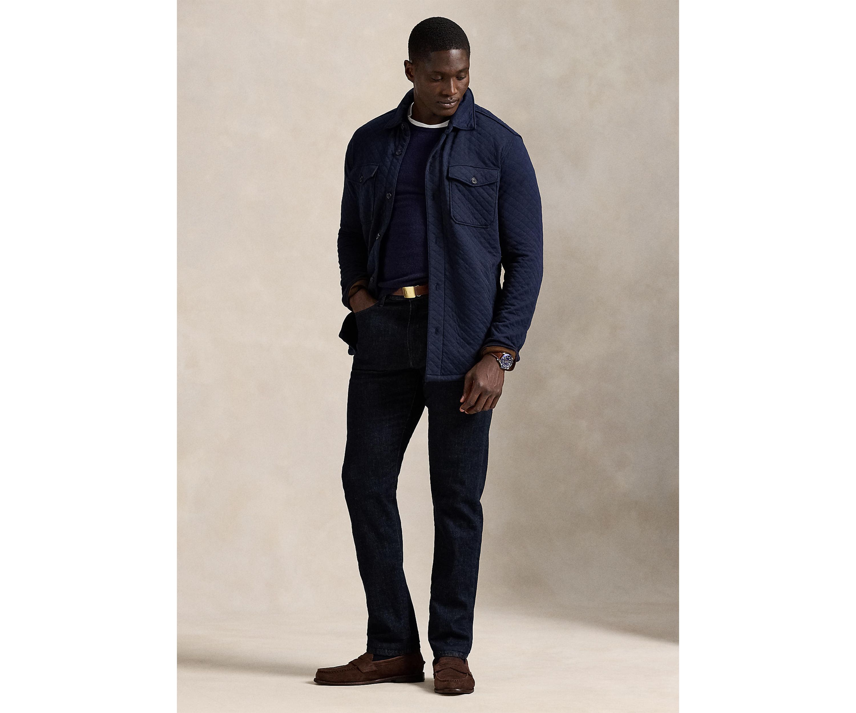 Big & Tall Quilted Double-Knit Jersey Shirt Jacket