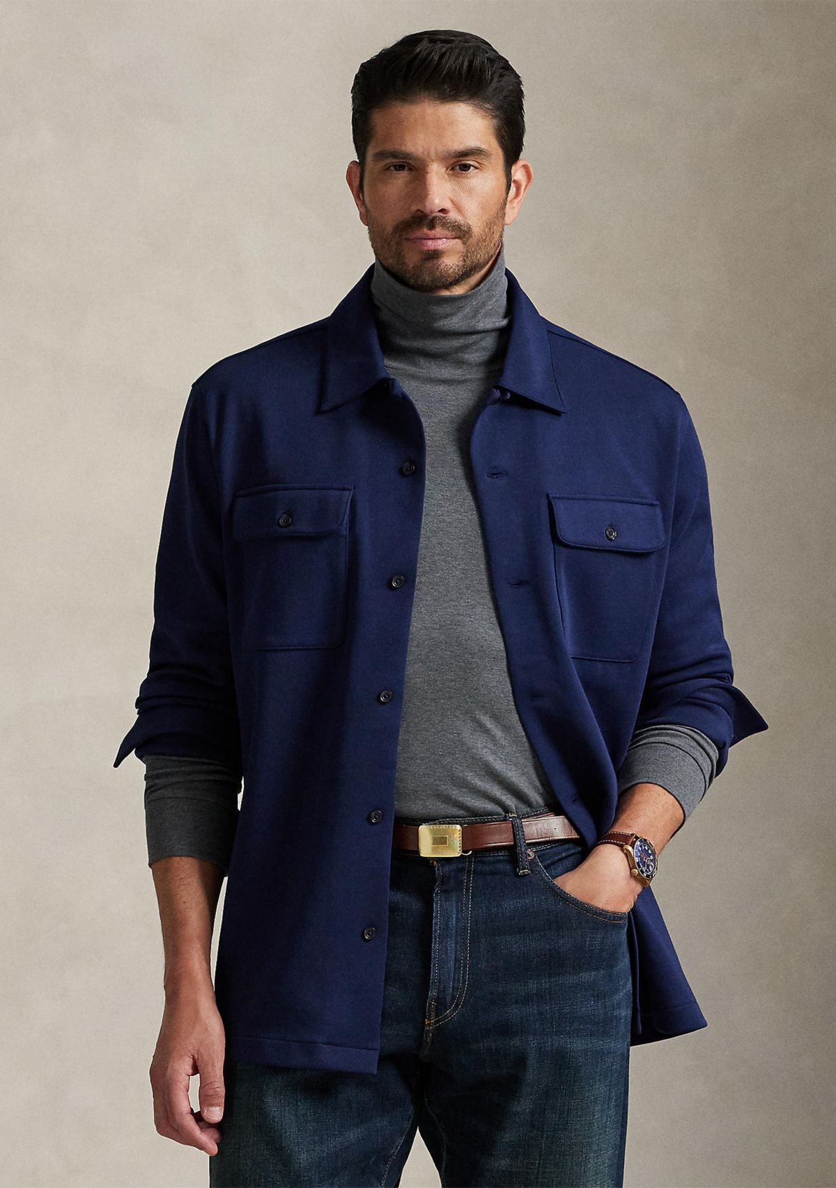 Big & Tall Double-Knit Camp Shirt