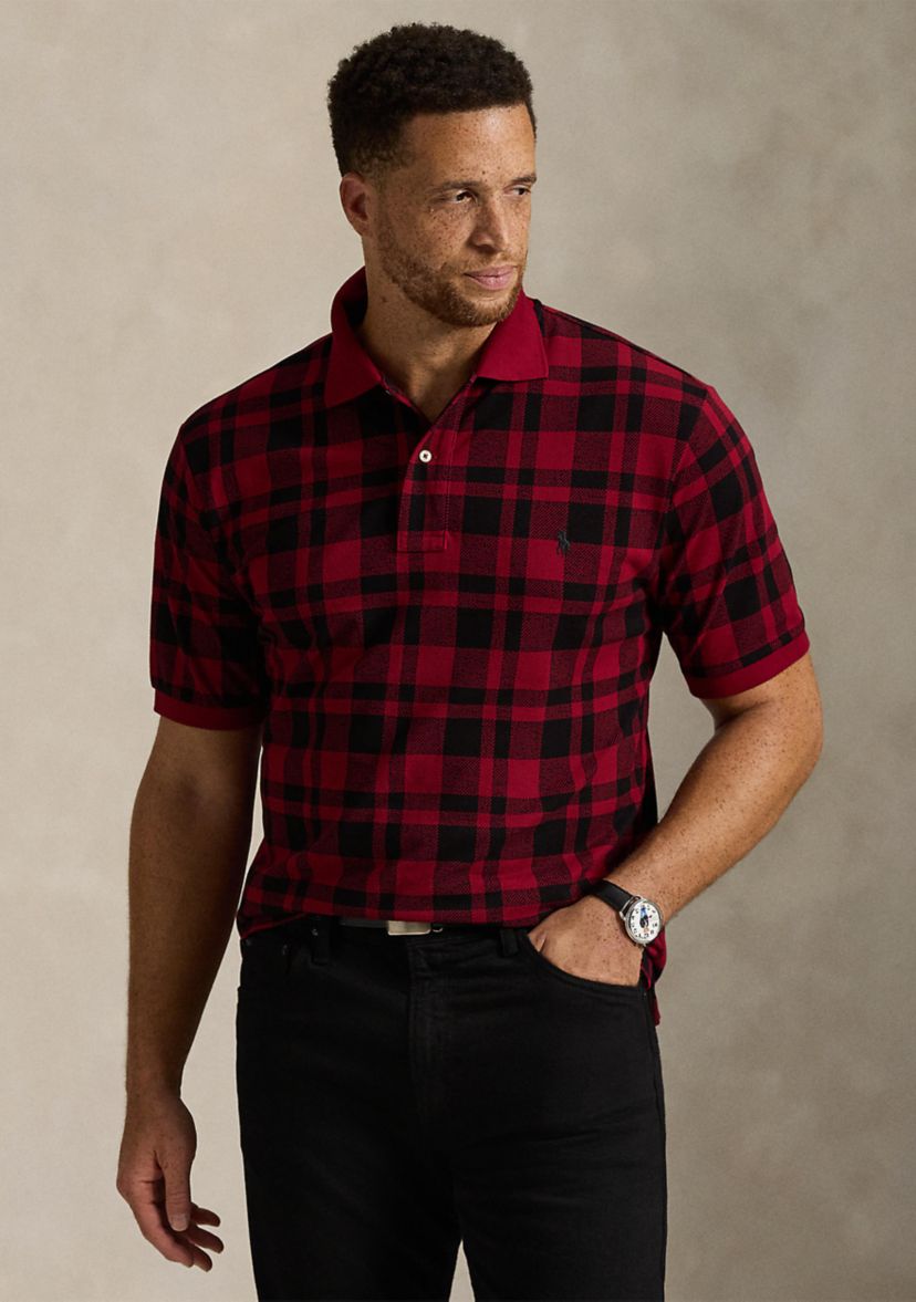 Big & Tall Plaid Mesh Polo Shirt