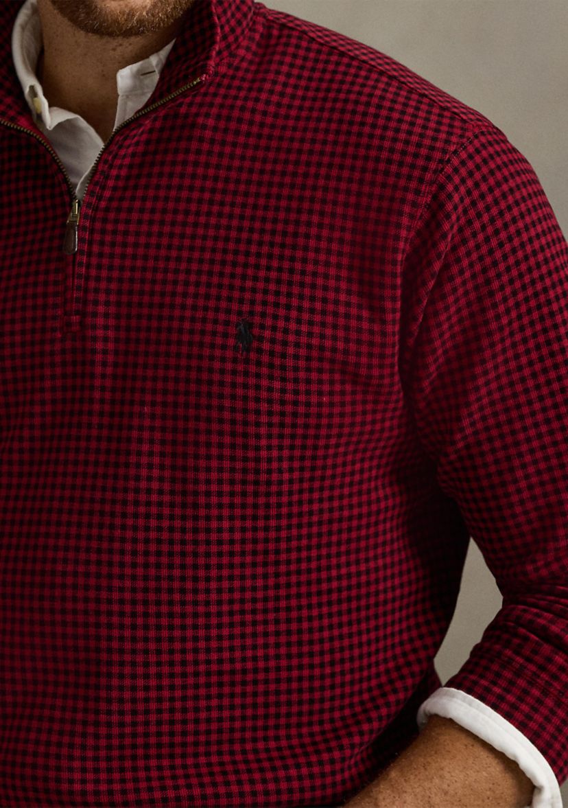 Big & Tall Checked Estate-Rib 1/4 Zip Pullover
