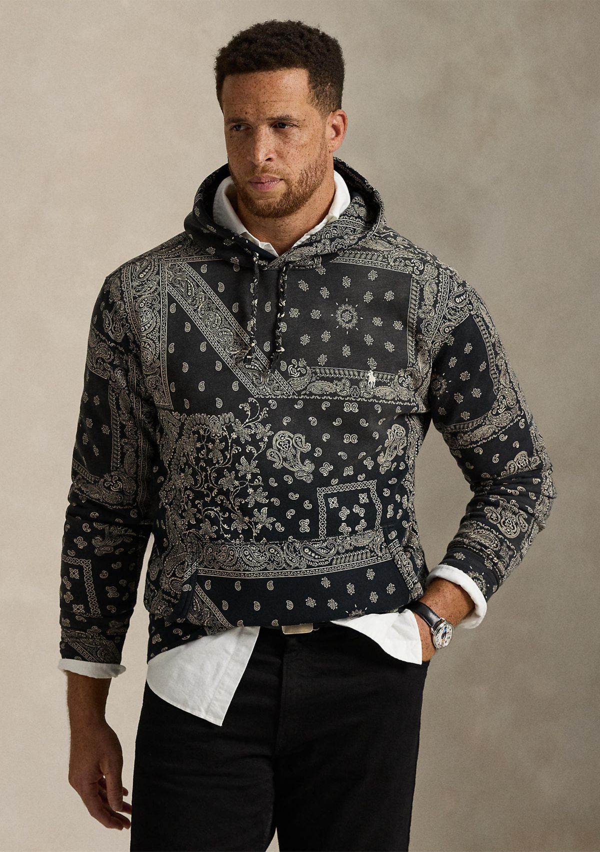 Big & Tall Bandanna-Print Fleece Hoodie