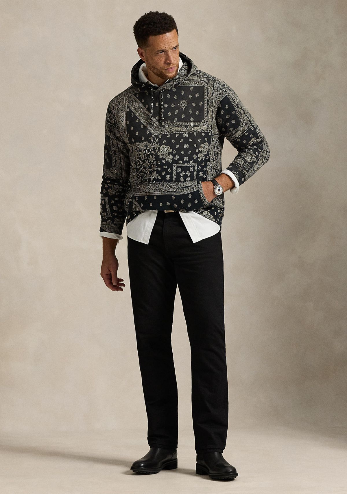 Big & Tall Bandanna-Print Fleece Hoodie