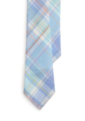 Polo Ralph Lauren Men's Vintage-Inspired Plaid Linen Tie, Blue