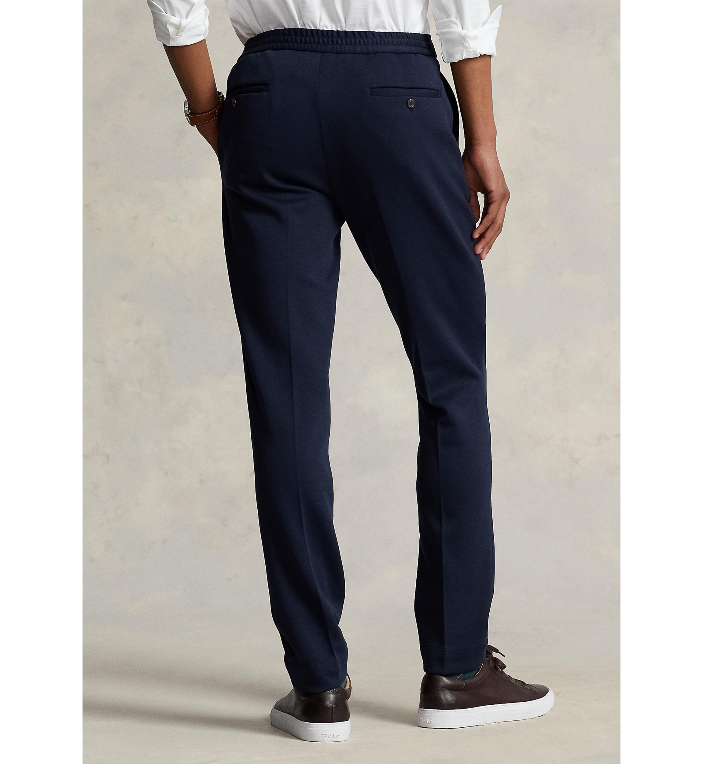 Pleated Double-Knit Suit Trousers