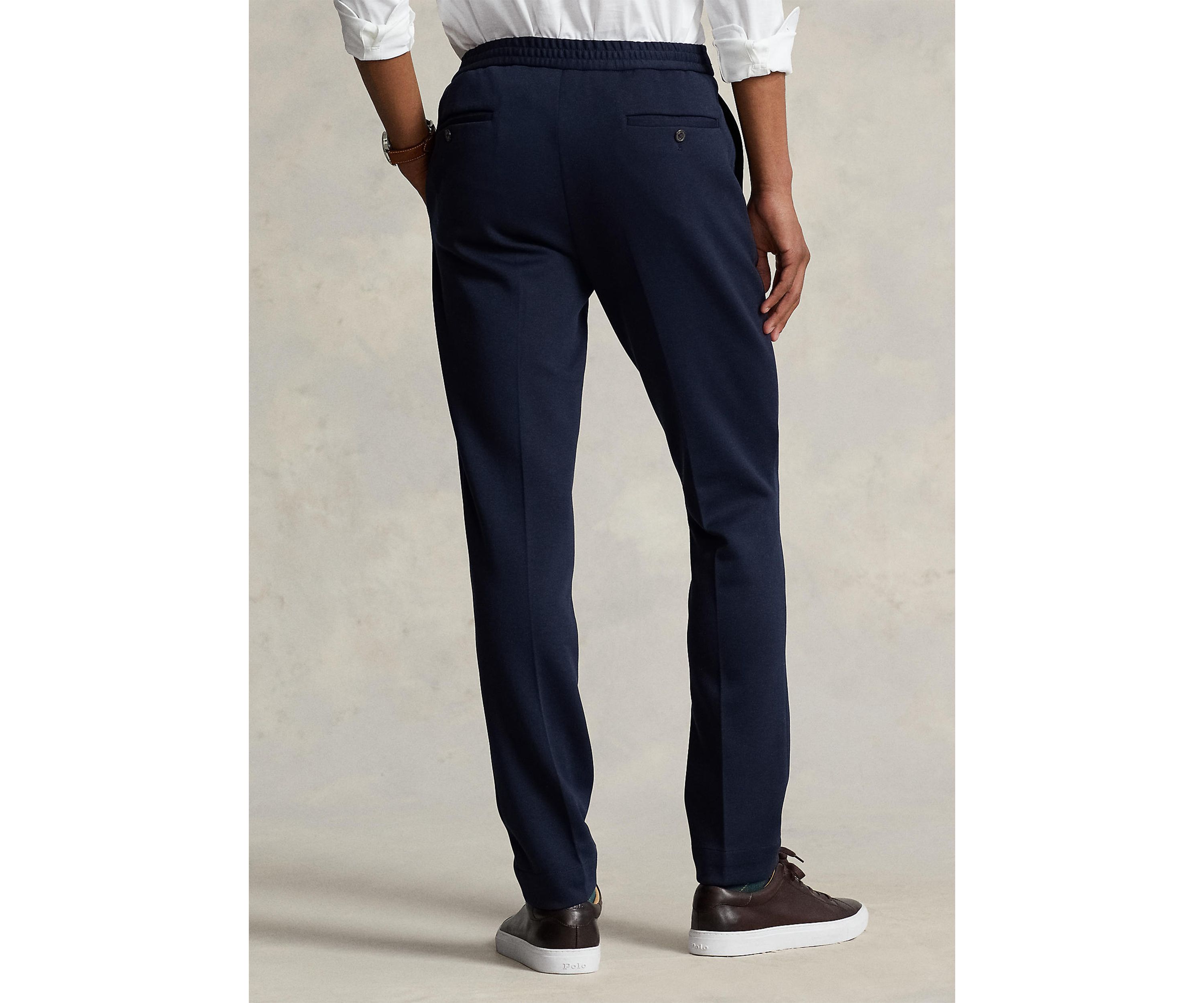 Pleated Double-Knit Suit Trousers