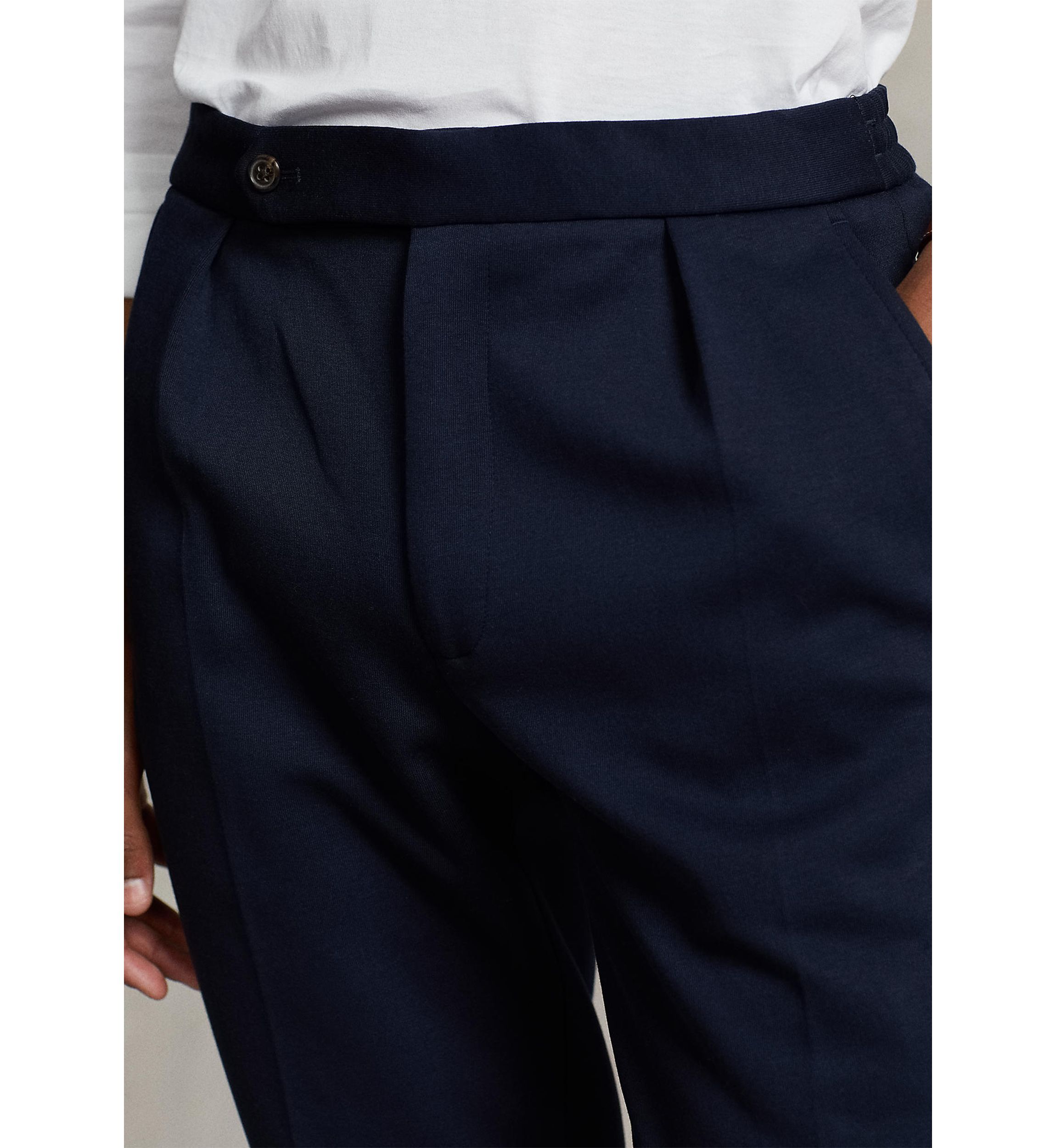 Pleated Double-Knit Suit Trousers