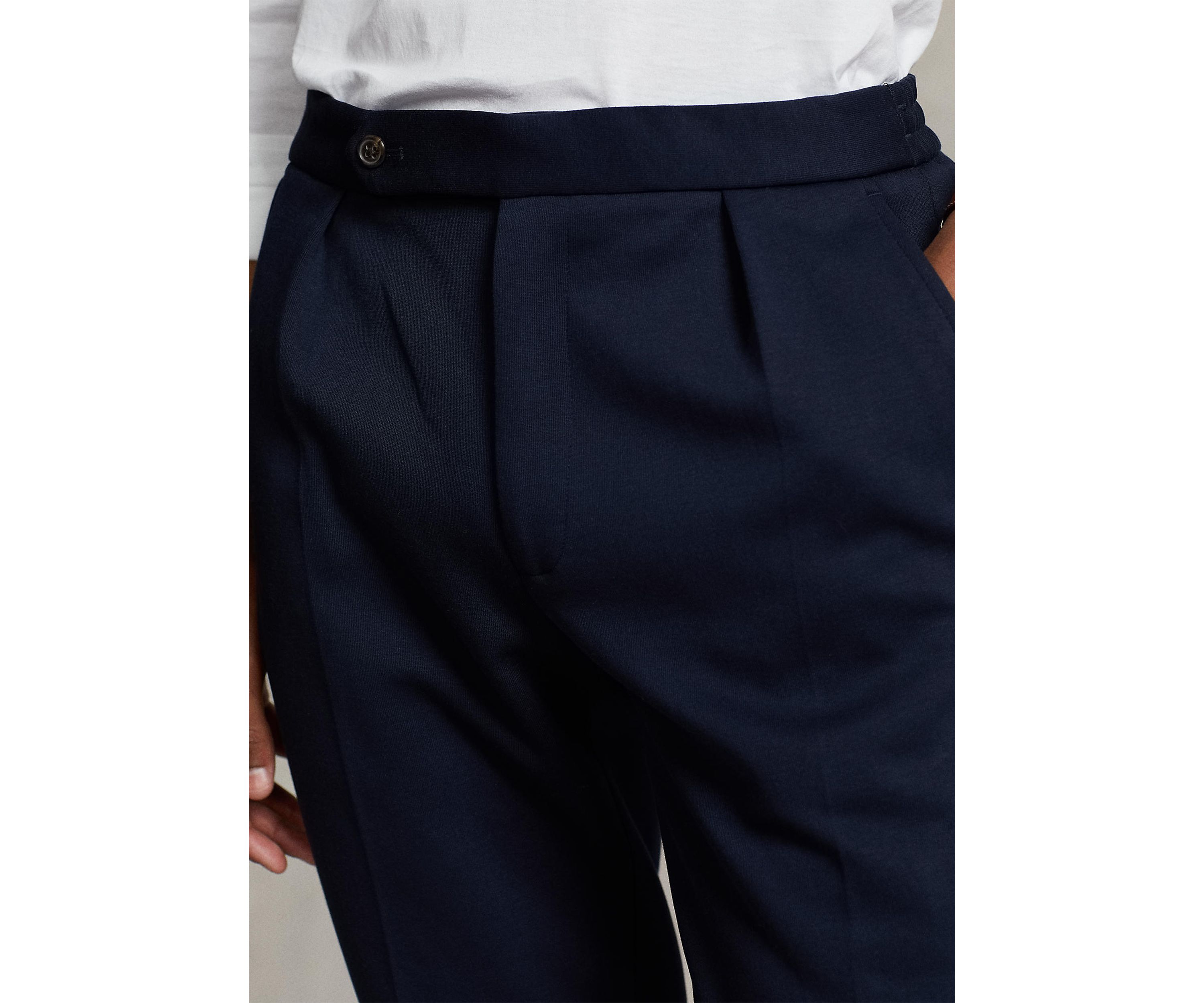 Pleated Double-Knit Suit Trousers