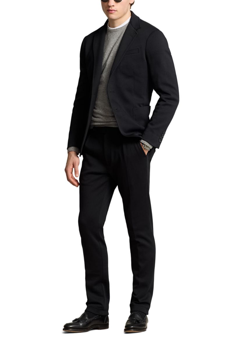 Pleated Double-Knit Suit Trousers