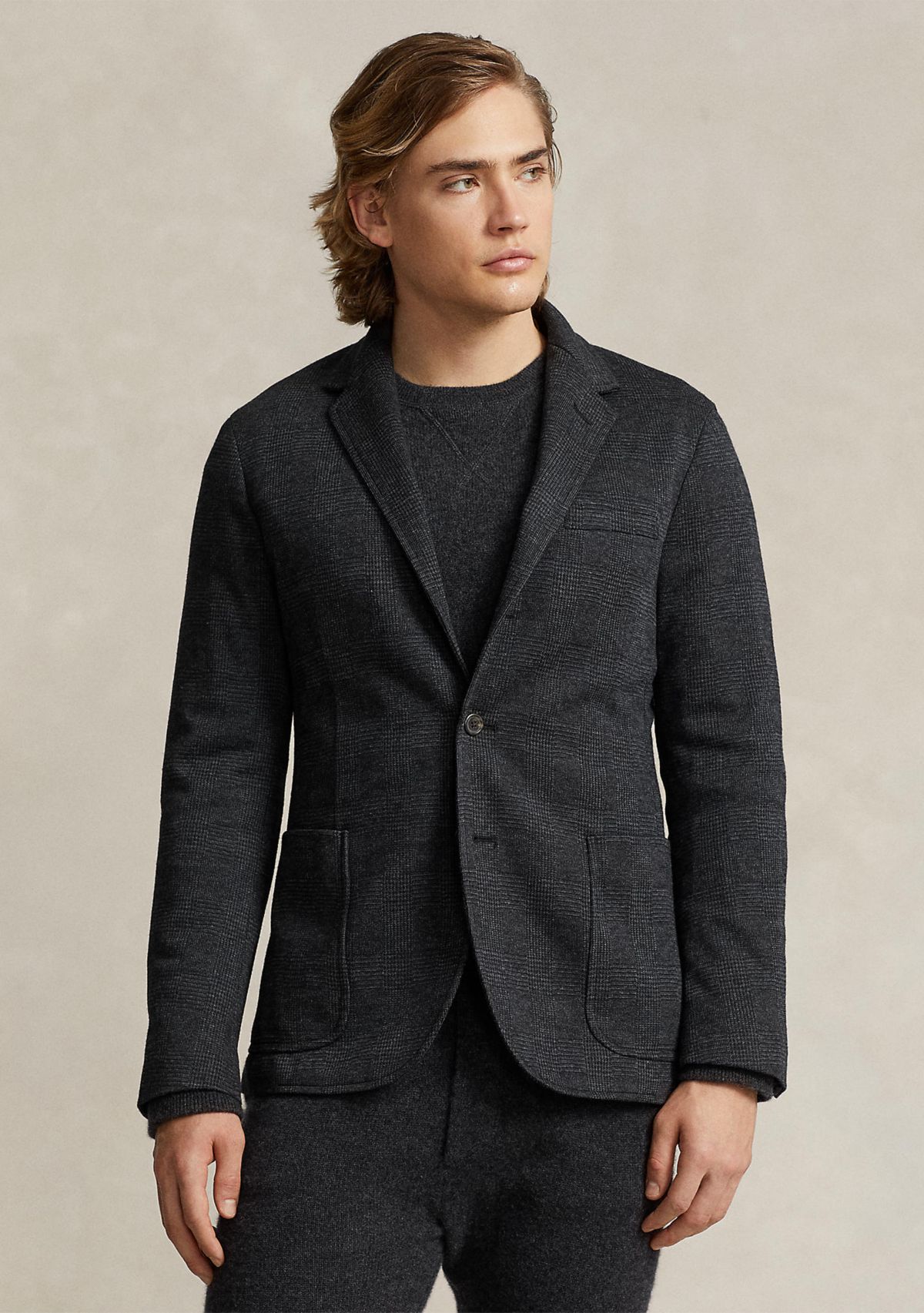 Polo Soft Glen Plaid Jersey Sport Coat