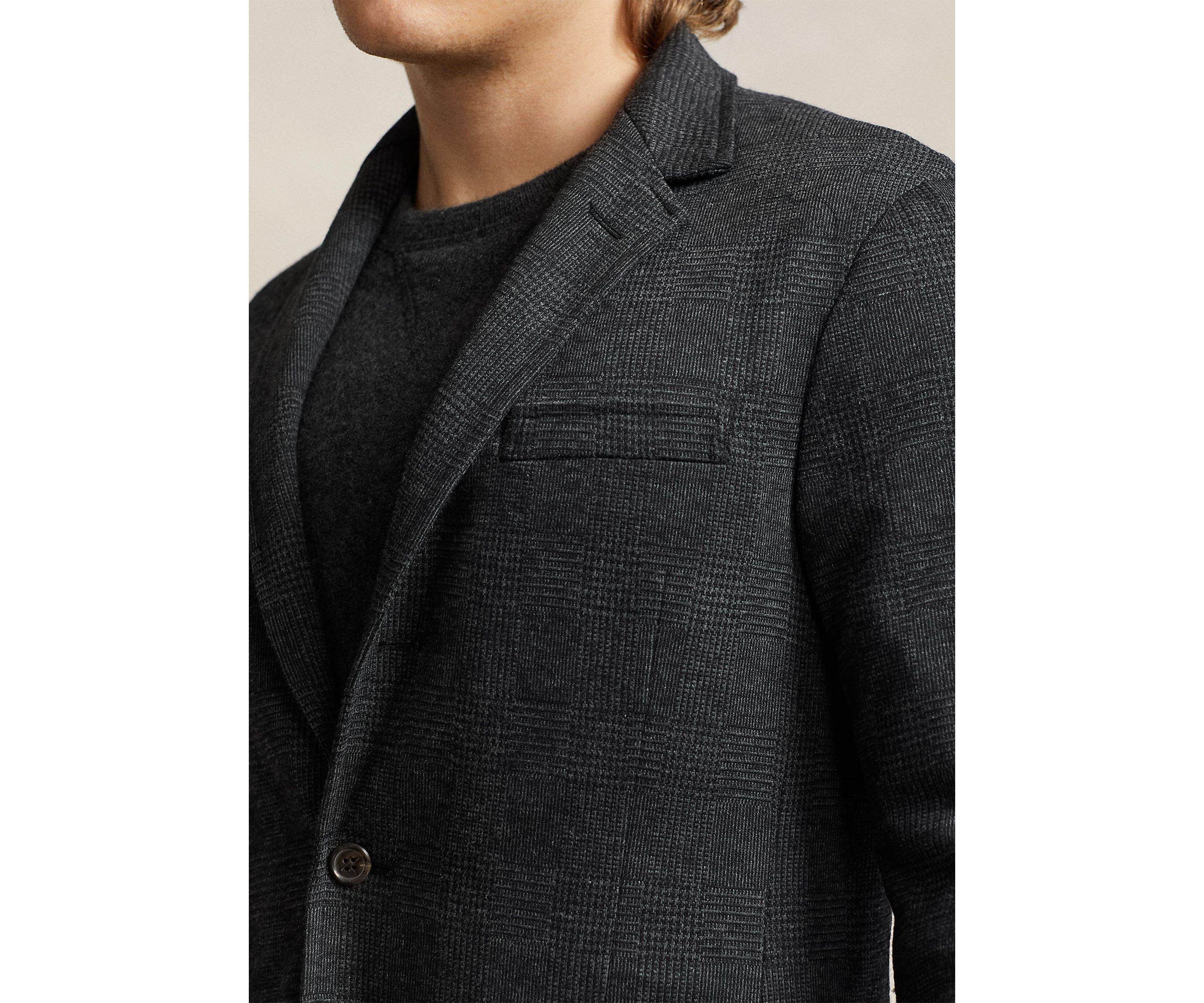 Polo Soft Glen Plaid Jersey Sport Coat