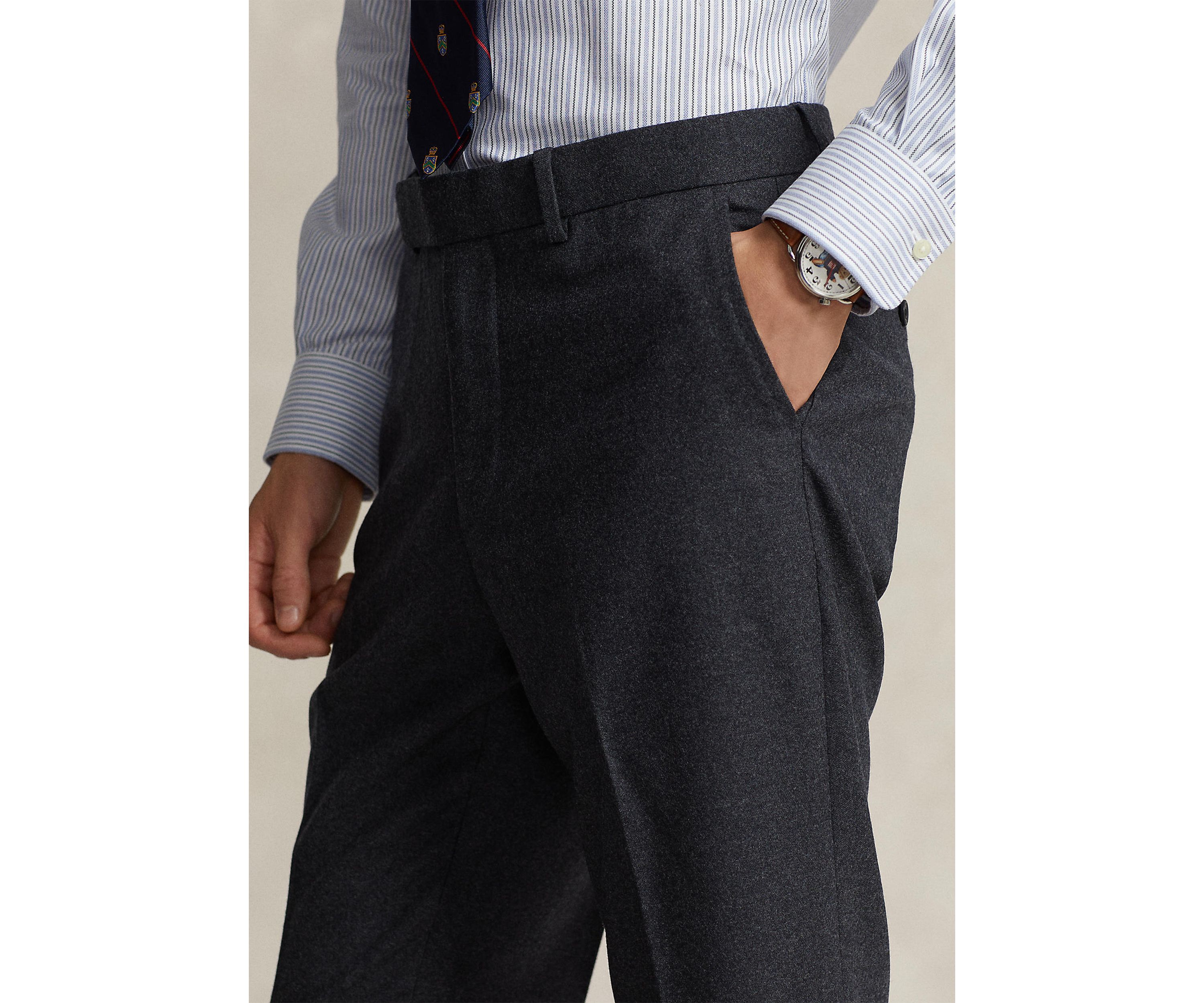 Stretch Wool-Blend Flannel Suit Trousers
