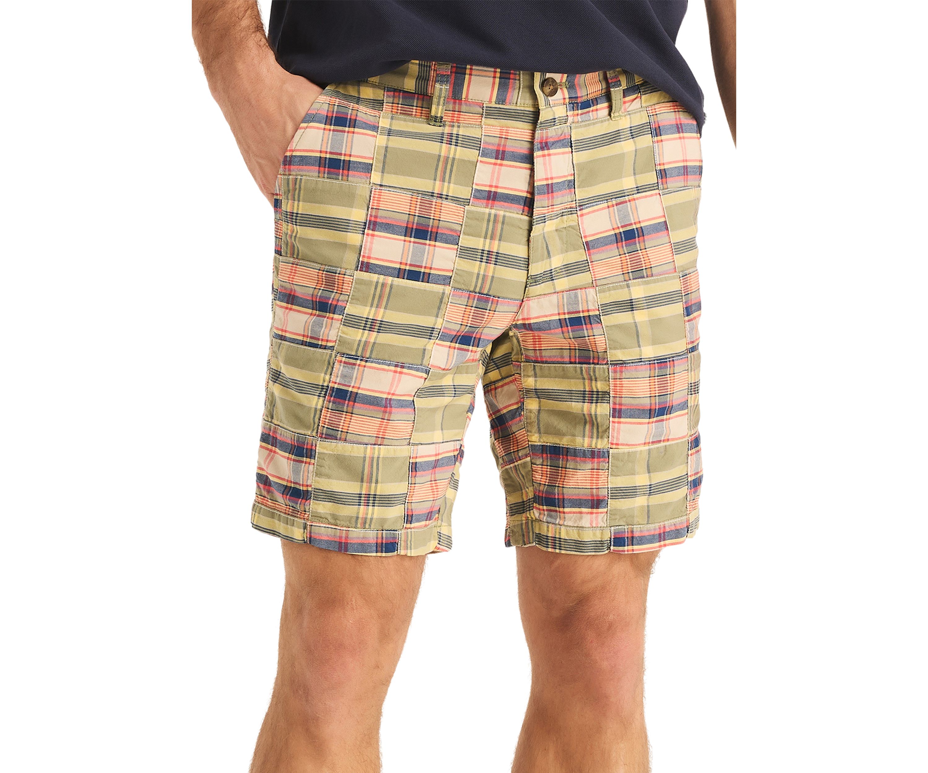 8.5" Plaid Patchwork Shorts