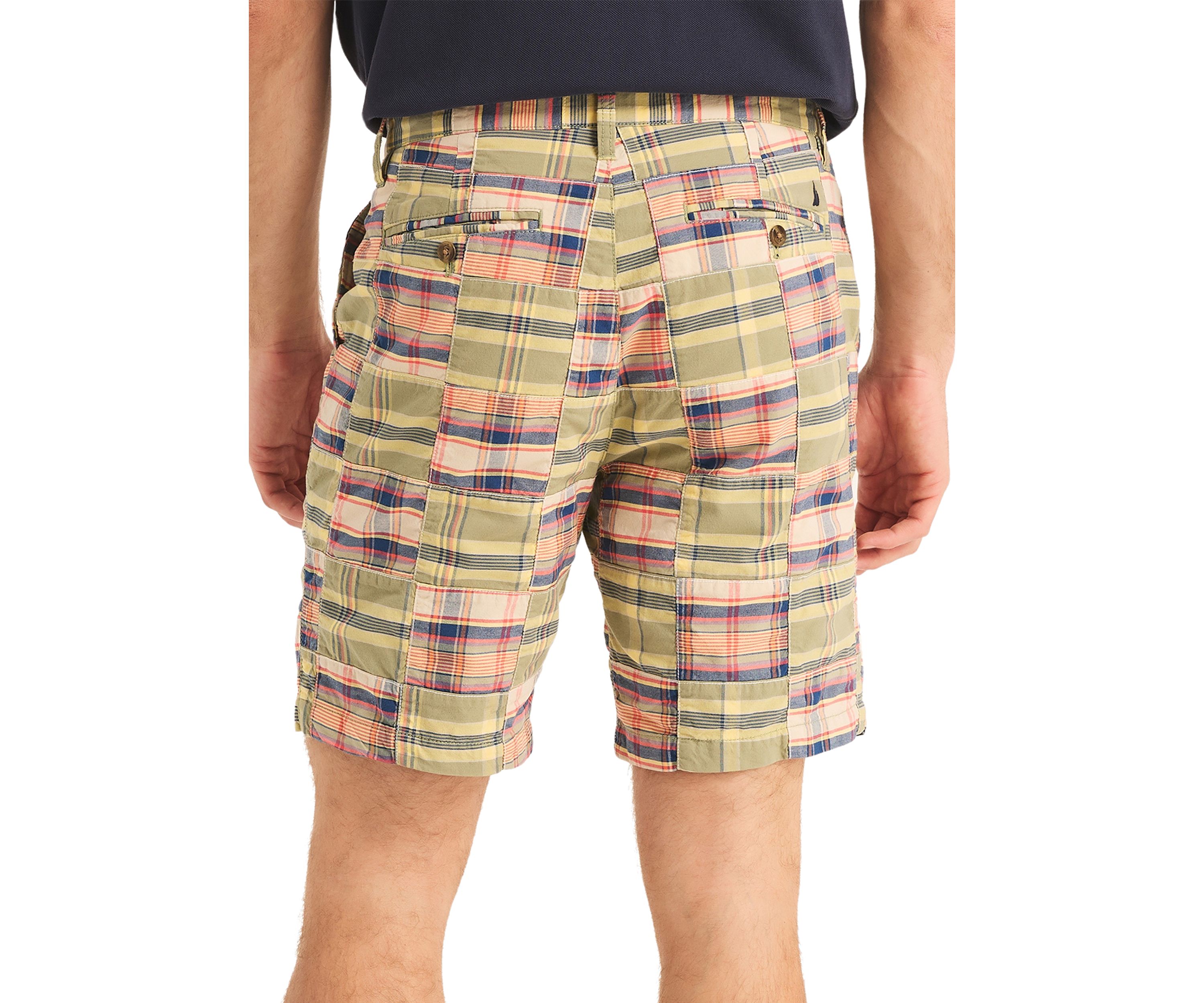 8.5" Plaid Patchwork Shorts