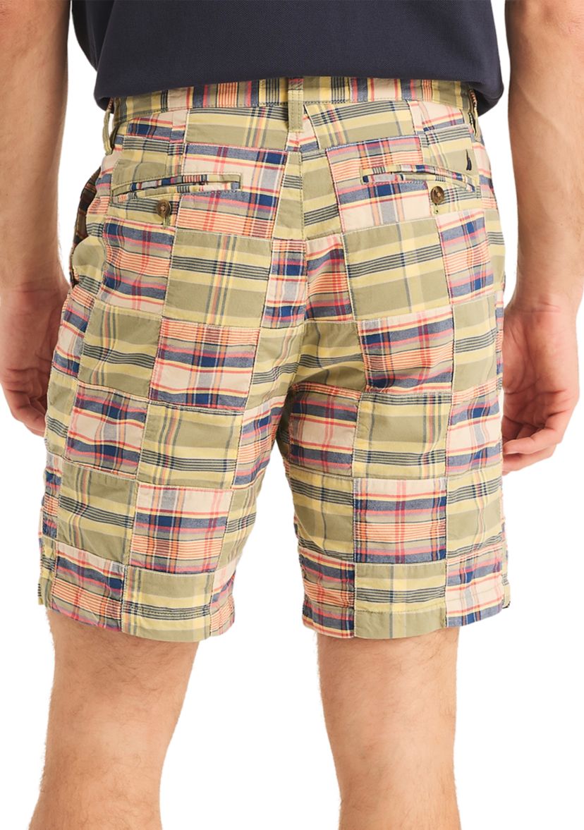 8.5" Plaid Patchwork Shorts