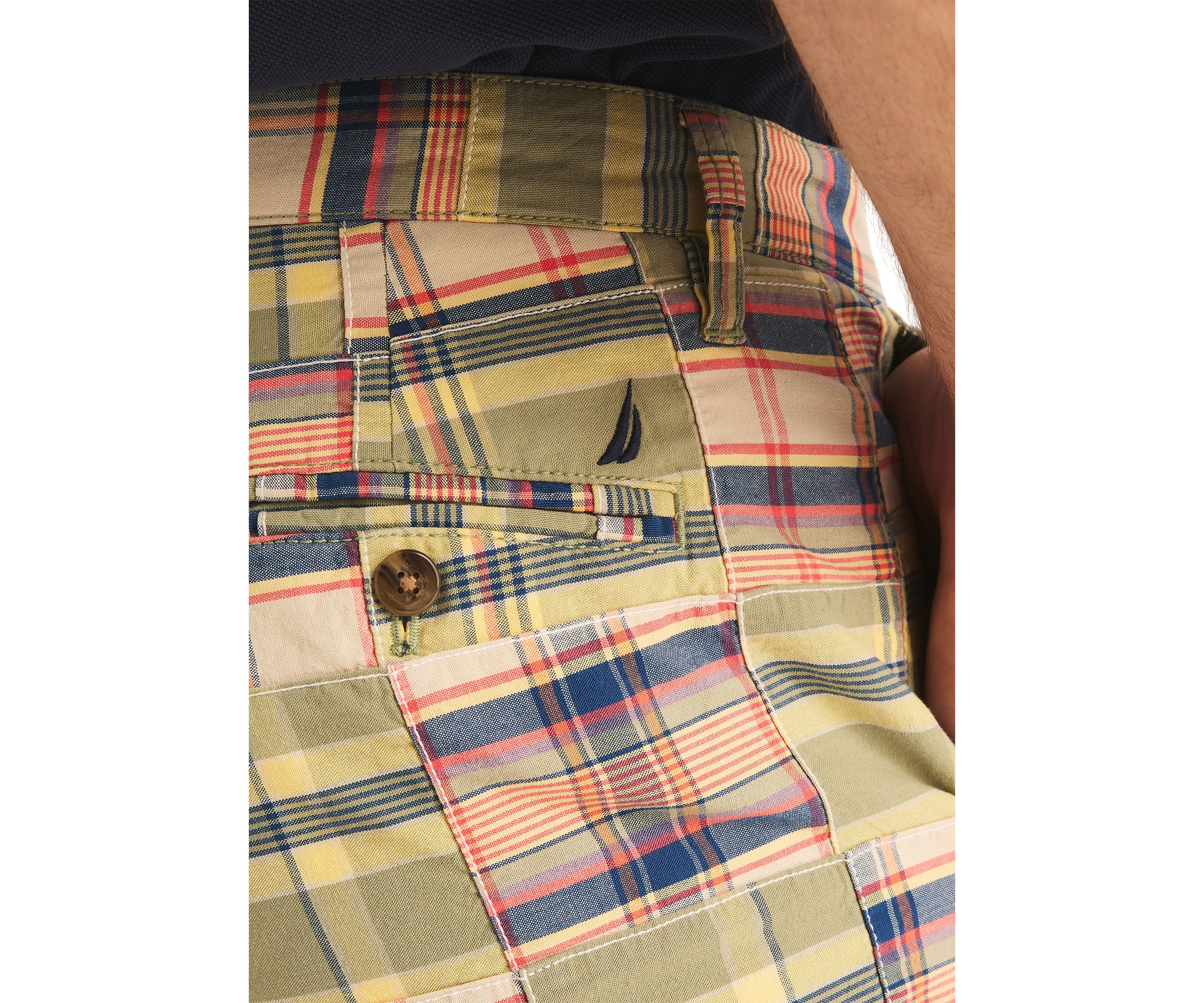 8.5" Plaid Patchwork Shorts