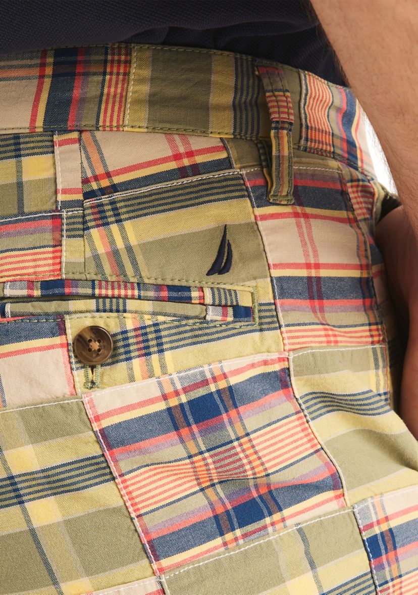8.5" Plaid Patchwork Shorts