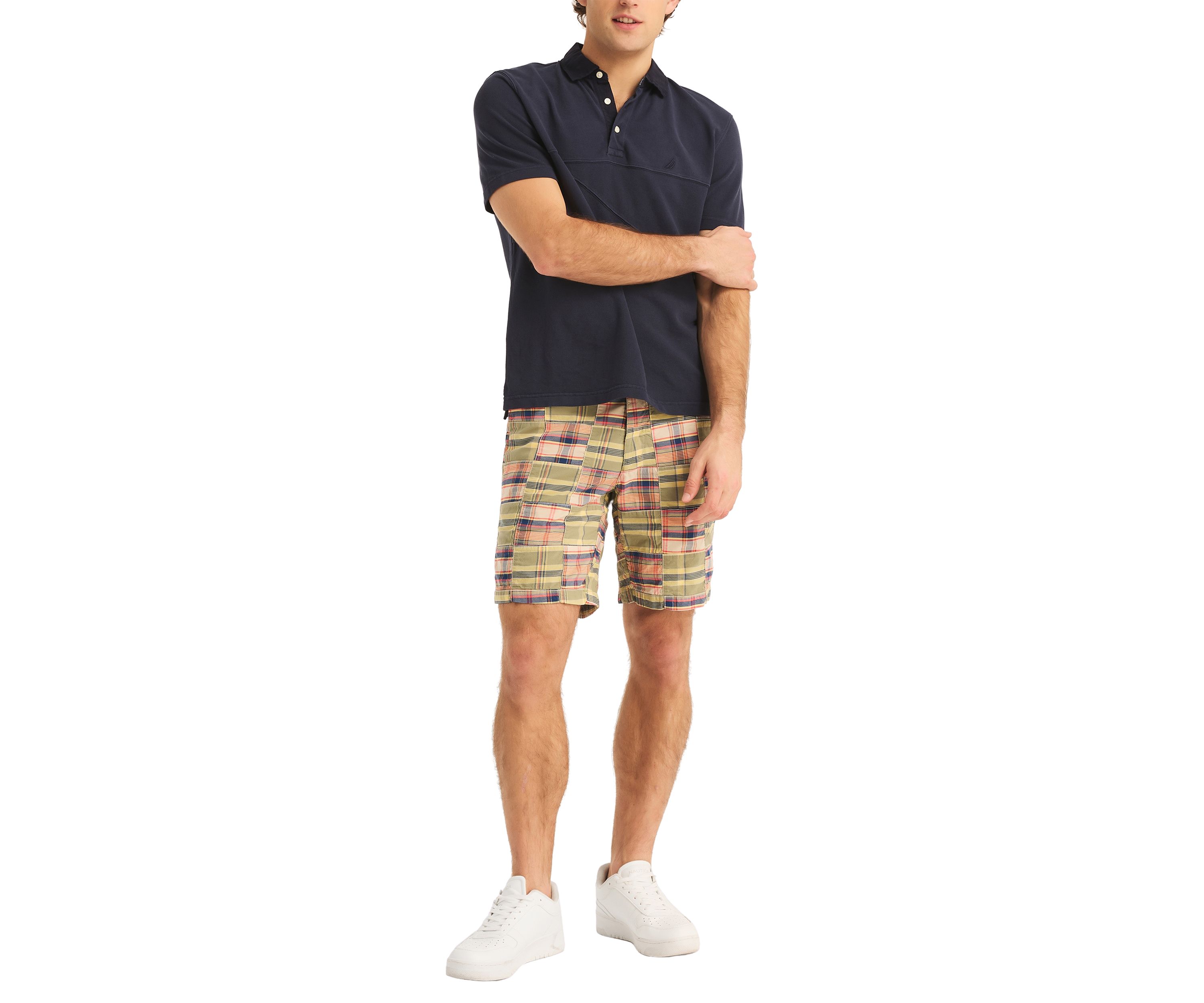 8.5" Plaid Patchwork Shorts