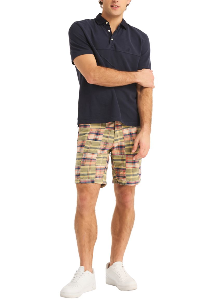 8.5" Plaid Patchwork Shorts