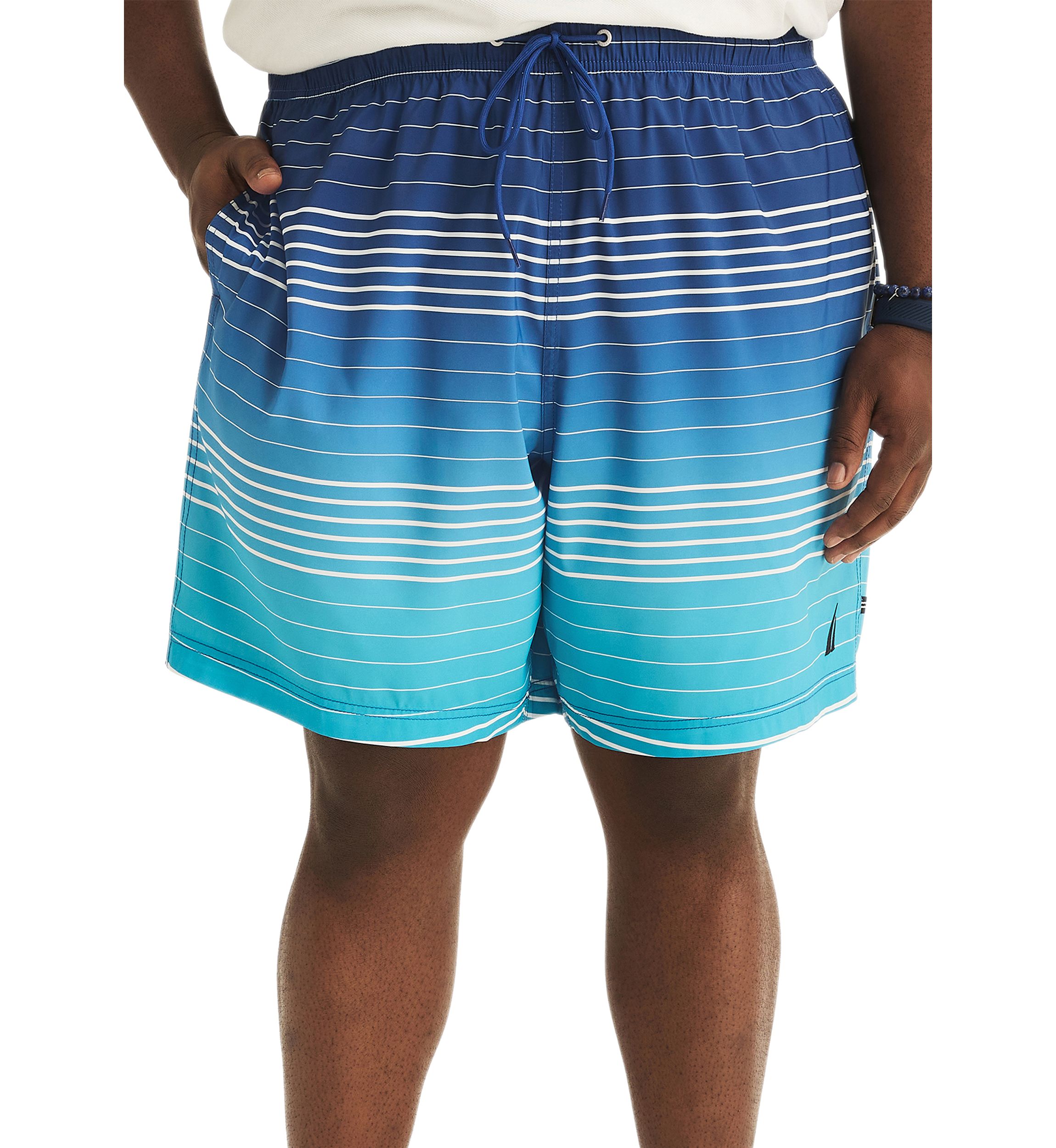 Big & Tall Sustainably Crafted Ombré Striped Lined Swim Shorts