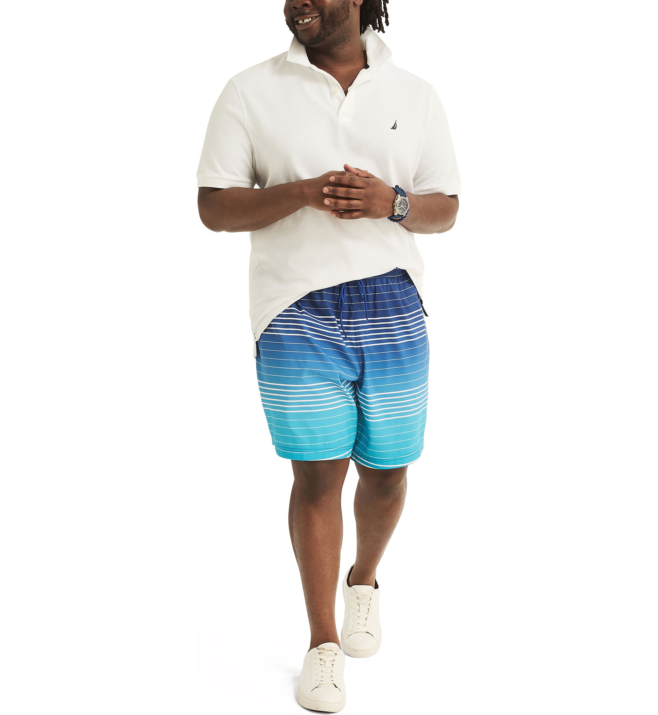Big & Tall Sustainably Crafted Ombré Striped Lined Swim Shorts